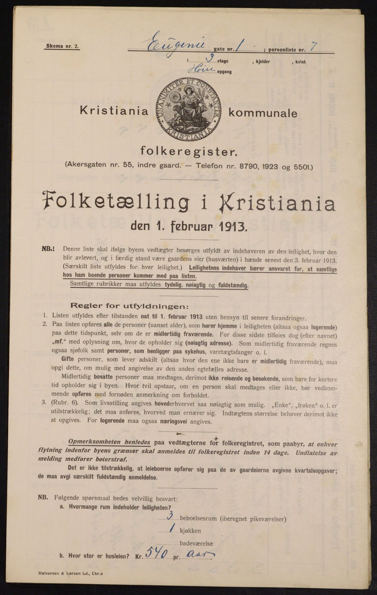 OBA, Municipal Census 1913 for Kristiania, 1913, p. 22764