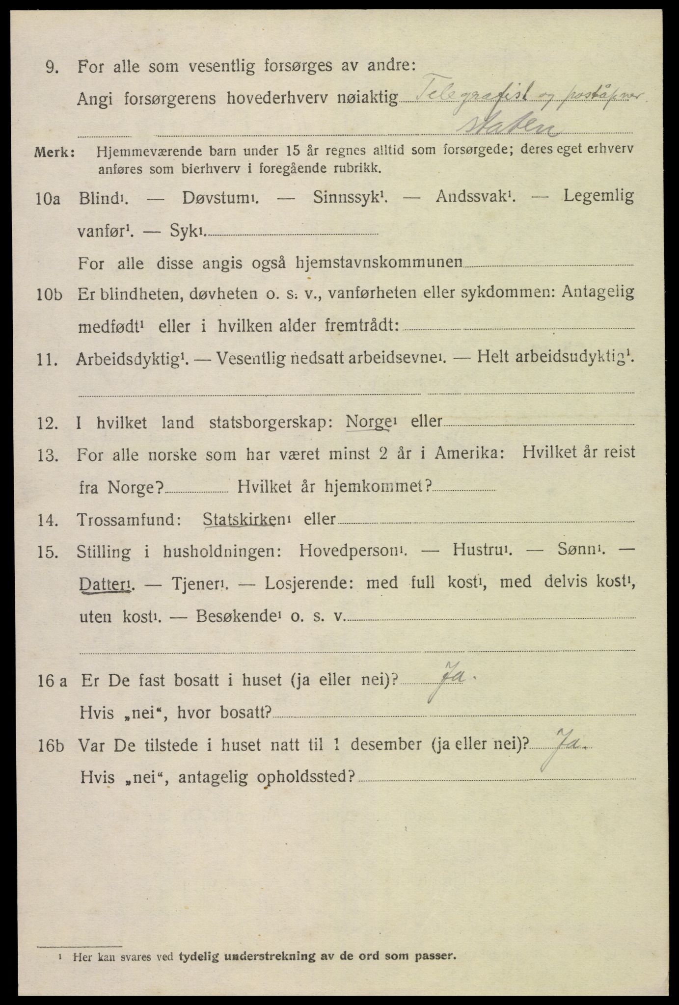 SAK, 1920 census for Øyestad, 1920, p. 3607