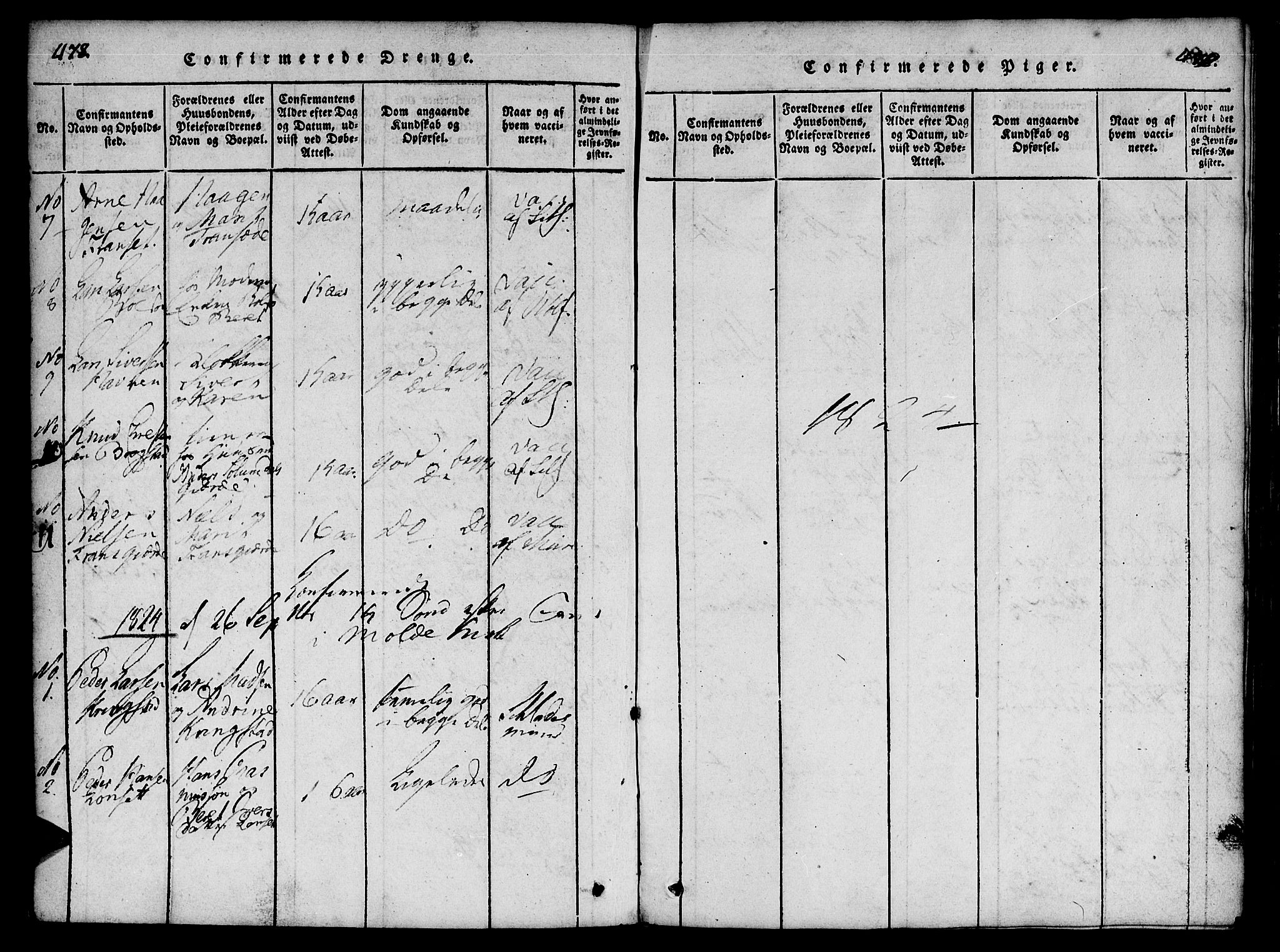 Ministerialprotokoller, klokkerbøker og fødselsregistre - Møre og Romsdal, SAT/A-1454/555/L0652: Parish register (official) no. 555A03, 1817-1843, p. 478-479