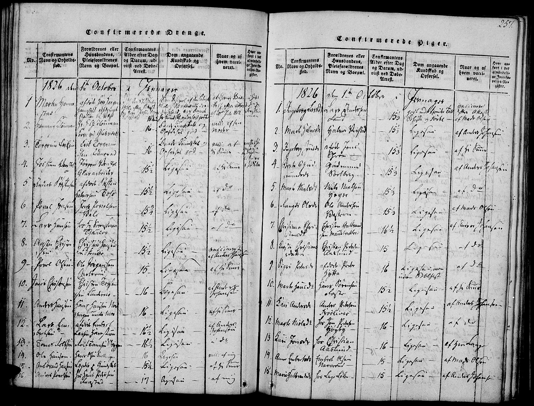 Jevnaker prestekontor, SAH/PREST-116/H/Ha/Haa/L0005: Parish register (official) no. 5, 1815-1837, p. 257