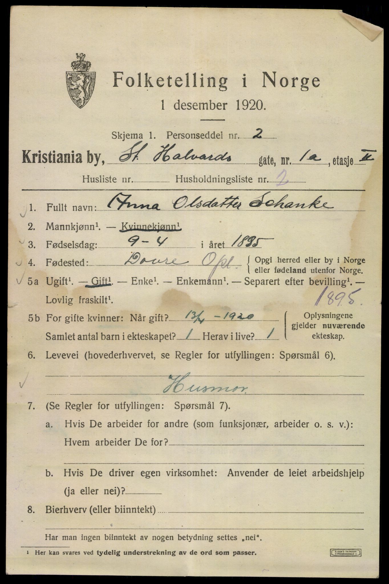 SAO, 1920 census for Kristiania, 1920, p. 532523