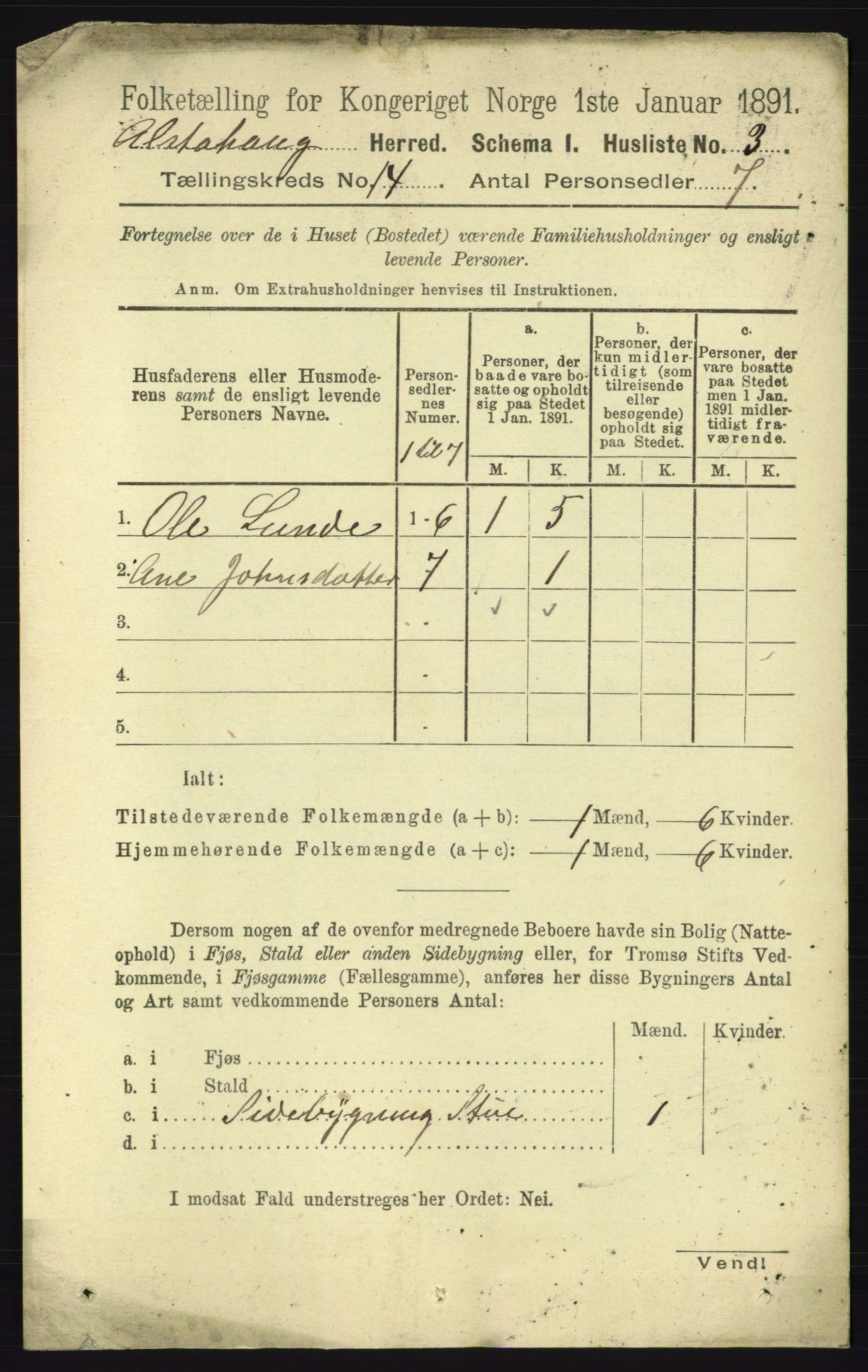 RA, 1891 census for 1820 Alstahaug, 1891, p. 4889