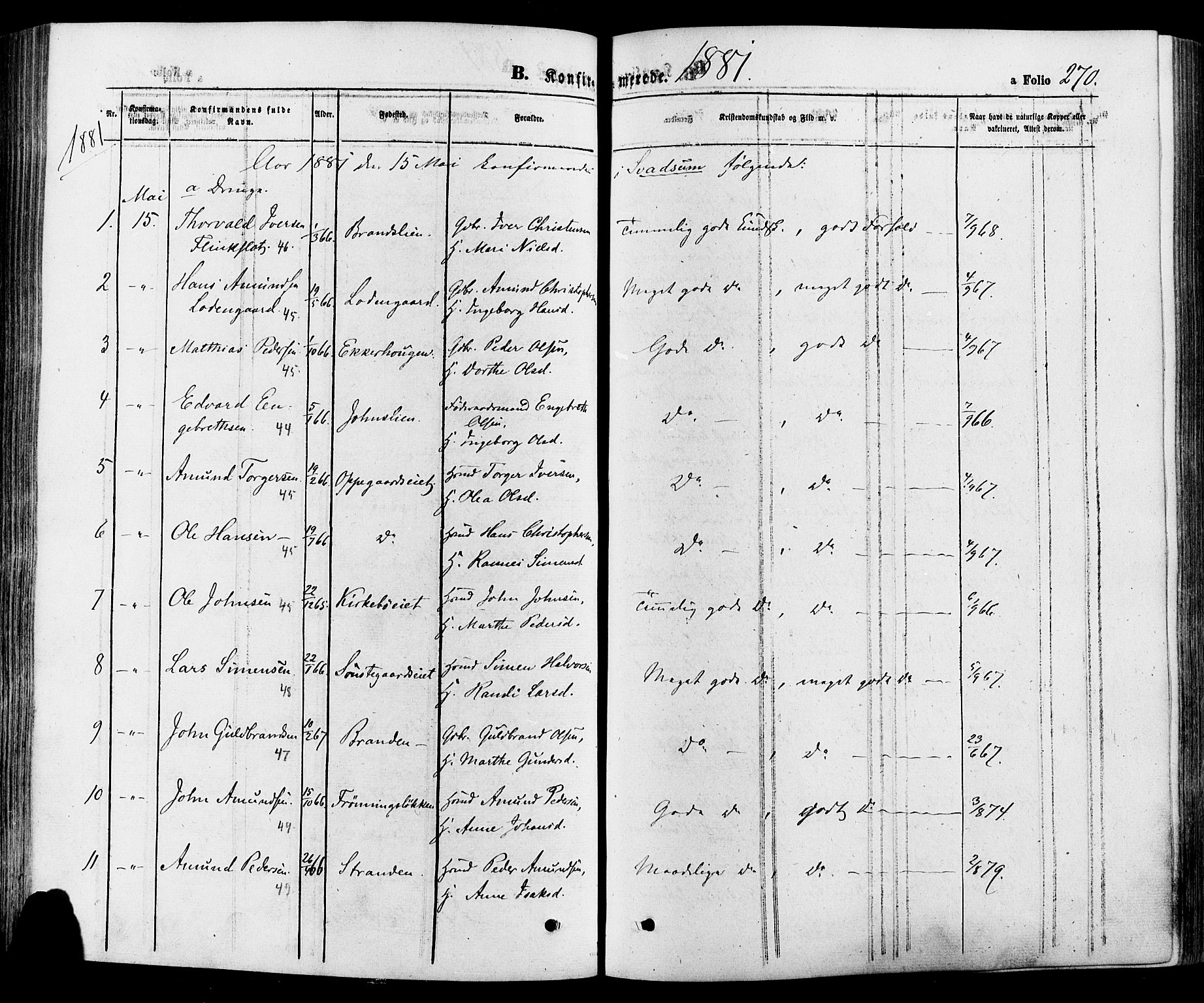 Gausdal prestekontor, AV/SAH-PREST-090/H/Ha/Haa/L0010: Parish register (official) no. 10, 1867-1886, p. 270