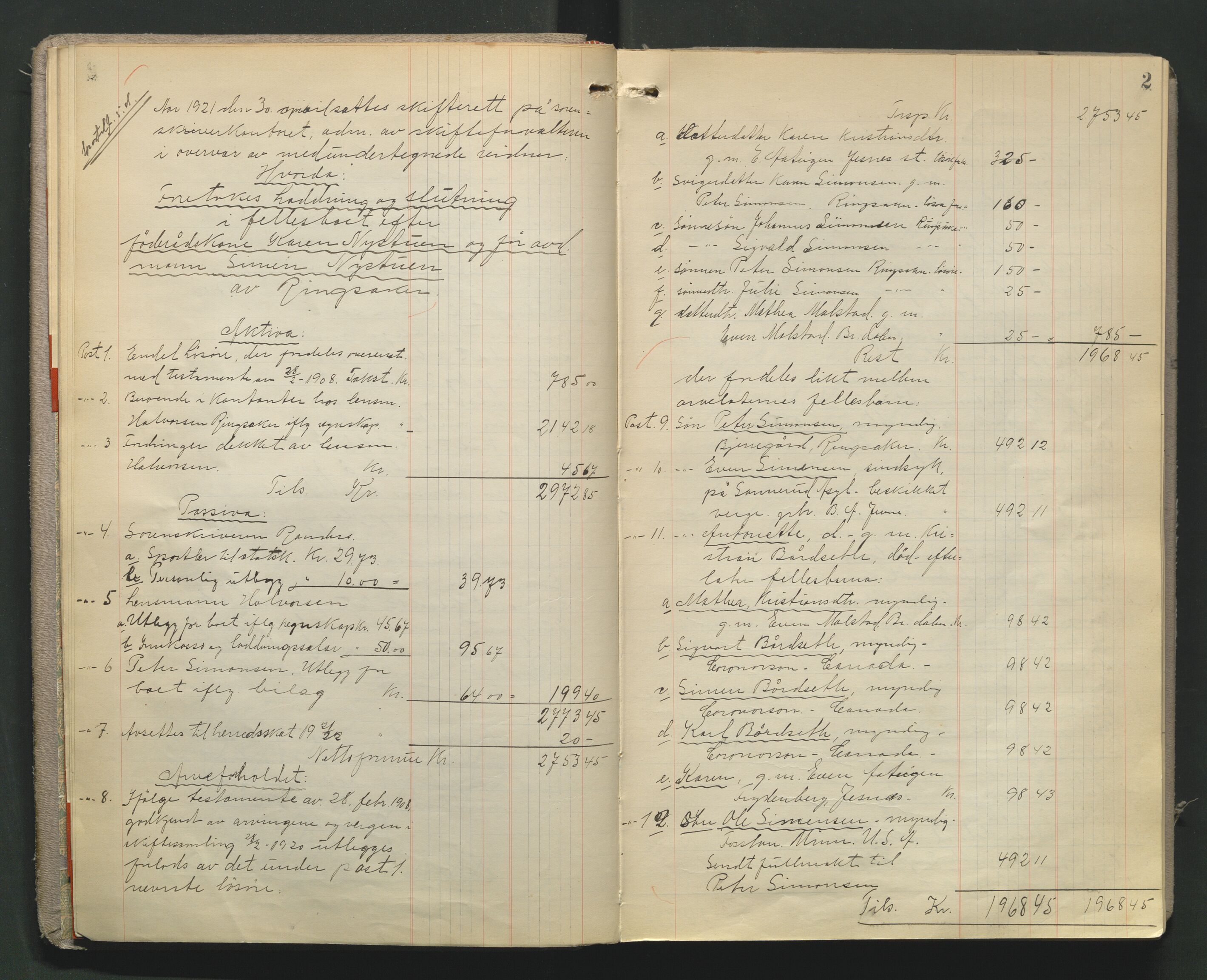 Nord-Hedmark sorenskriveri, AV/SAH-TING-012/J/Jd/L0005: Skifteutlodningsprotokoll, 1921-1928, p. 1b-2a