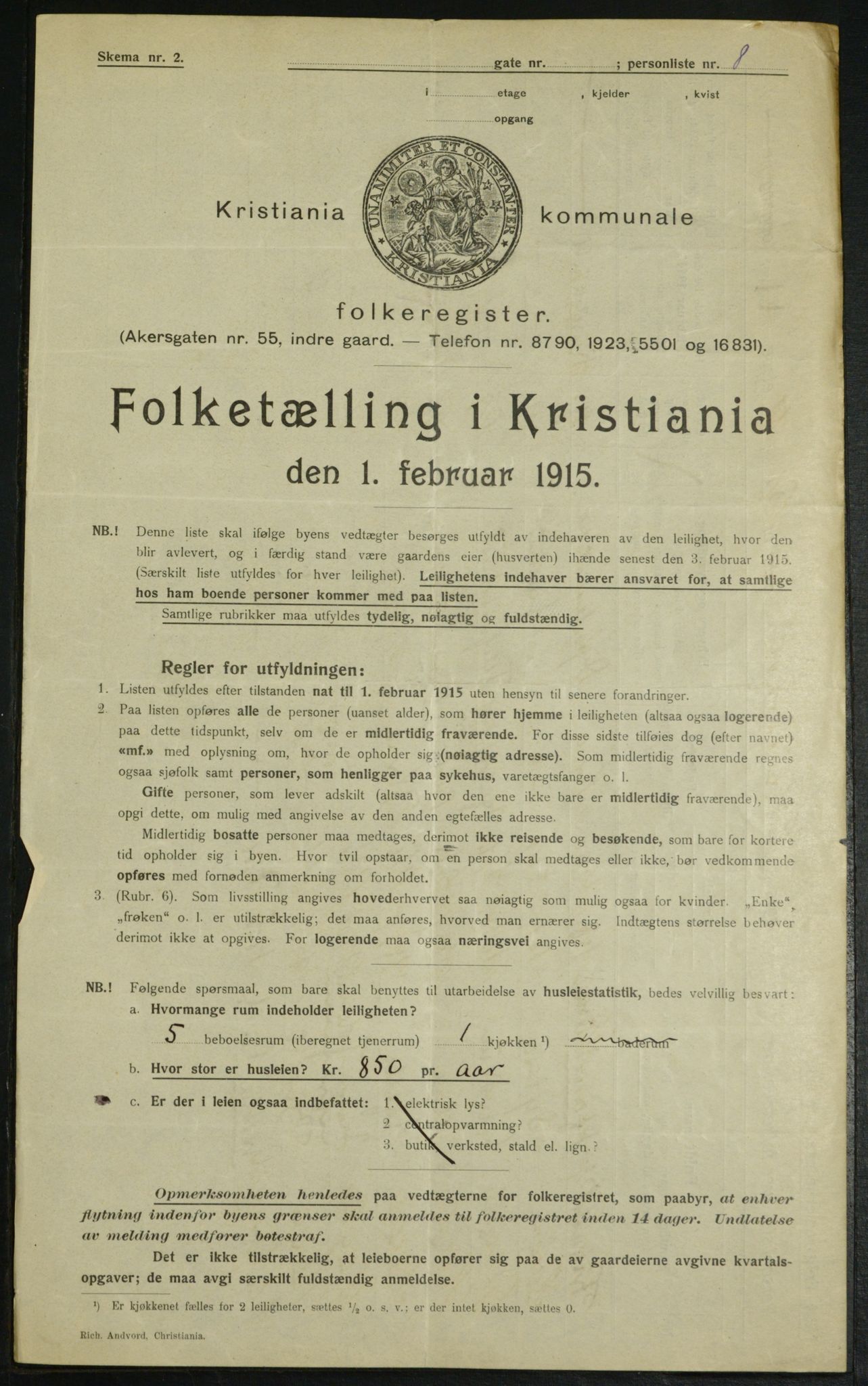 OBA, Municipal Census 1915 for Kristiania, 1915, p. 85301