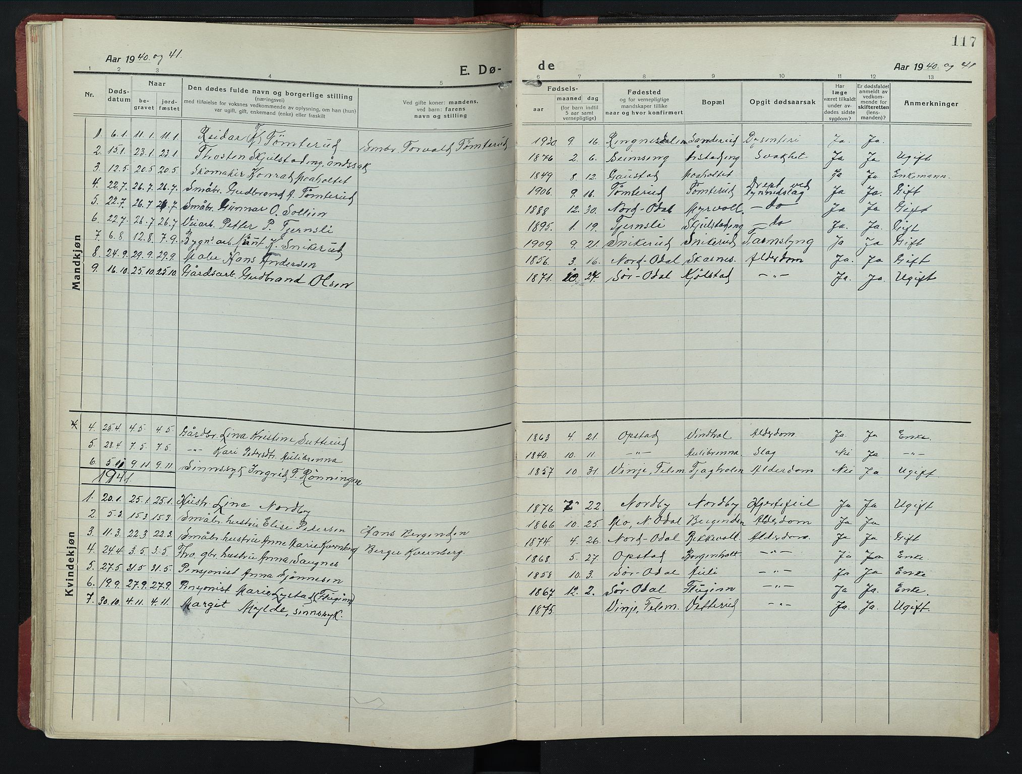 Sør-Odal prestekontor, AV/SAH-PREST-030/H/Ha/Hab/L0010: Parish register (copy) no. 10, 1920-1953, p. 117