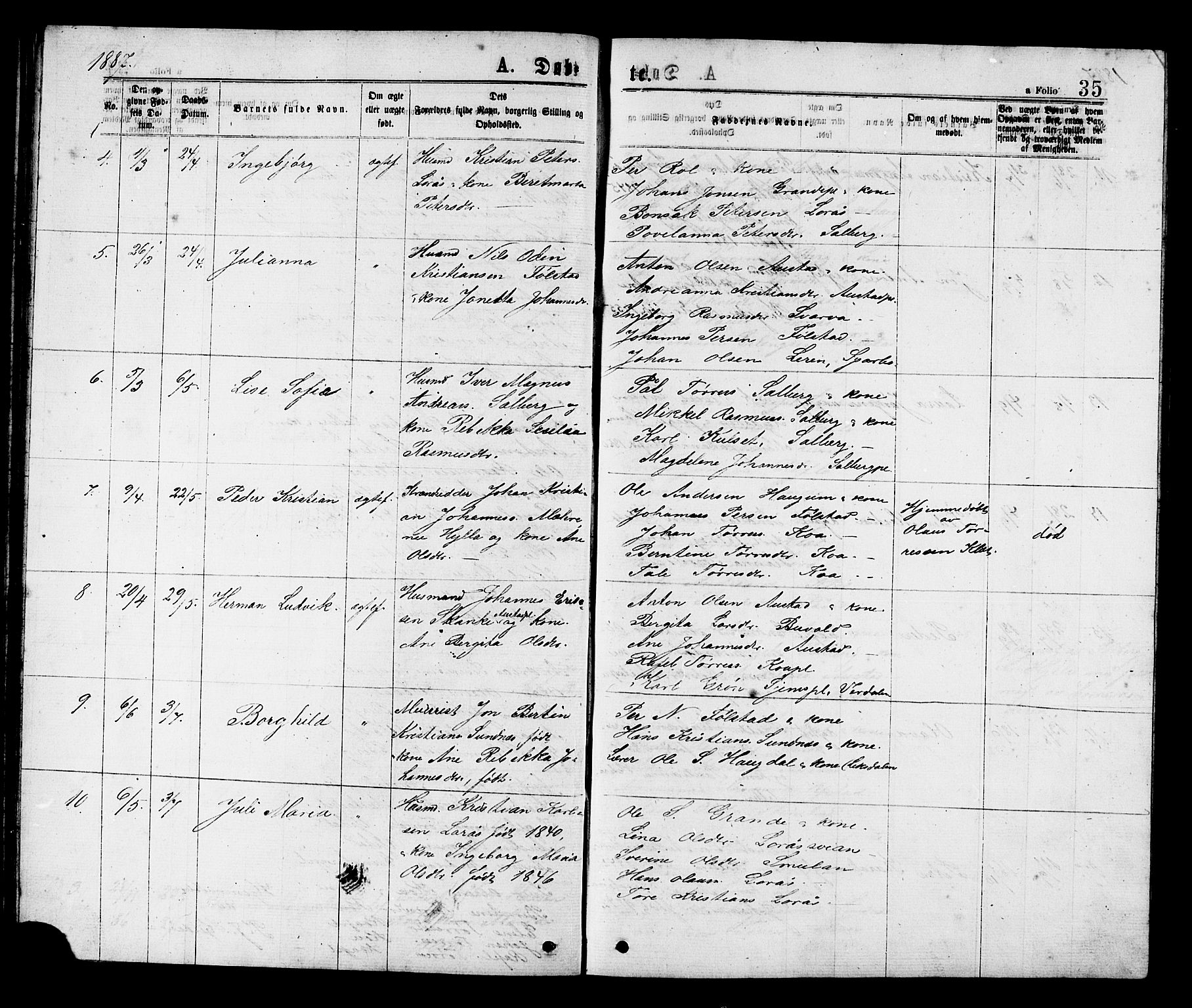 Ministerialprotokoller, klokkerbøker og fødselsregistre - Nord-Trøndelag, SAT/A-1458/731/L0311: Parish register (copy) no. 731C02, 1875-1911, p. 35