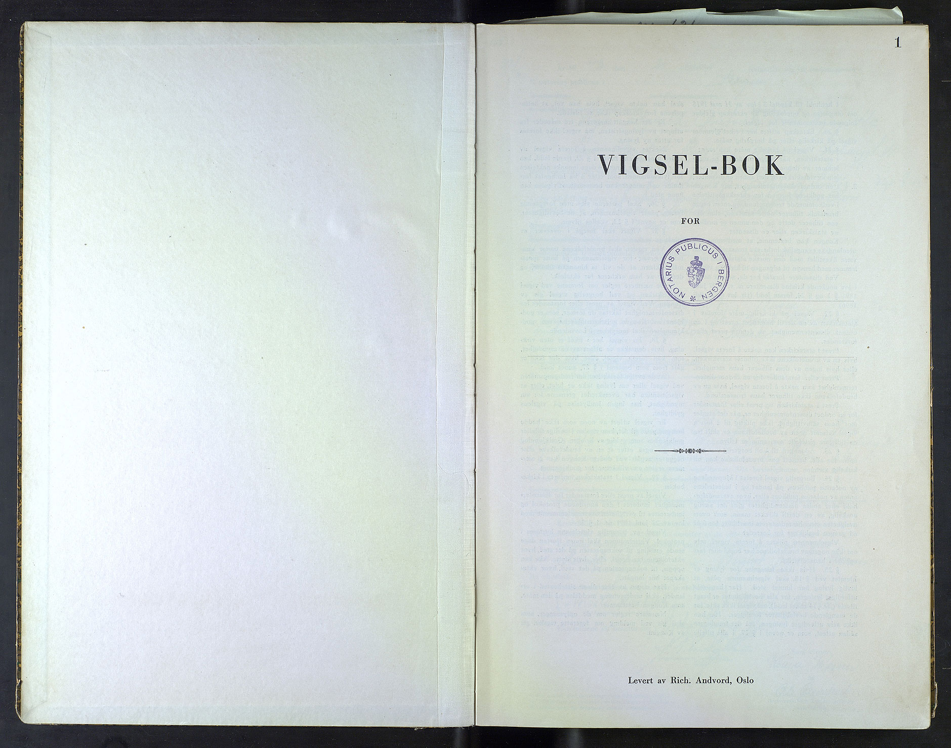 Byfogd og Byskriver i Bergen, SAB/A-3401/10/10F/L0025: Vielsesprotokoller, 1943, p. 1