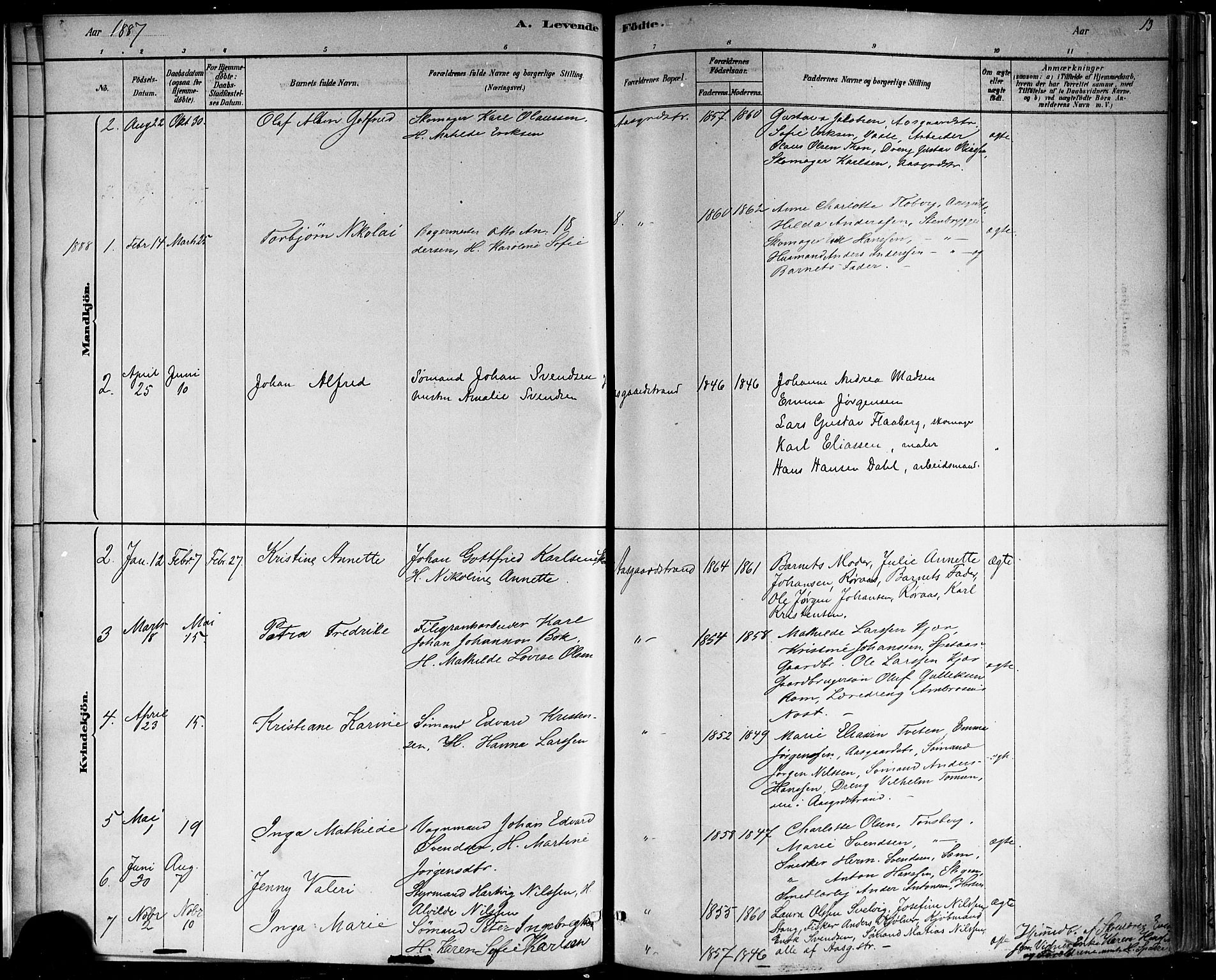 Borre kirkebøker, SAKO/A-338/F/Fb/L0001: Parish register (official) no. II 1, 1878-1892, p. 13