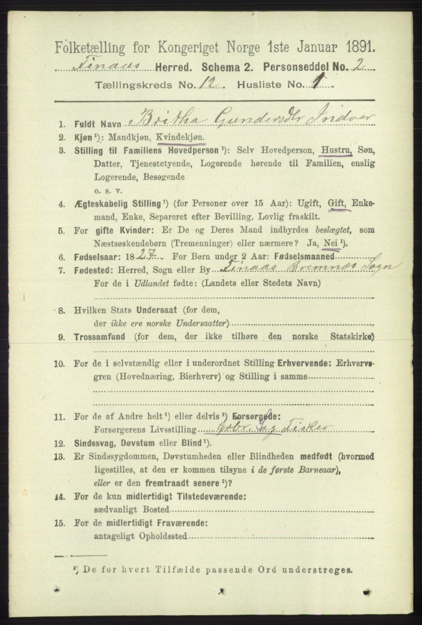 RA, 1891 census for 1218 Finnås, 1891, p. 5293