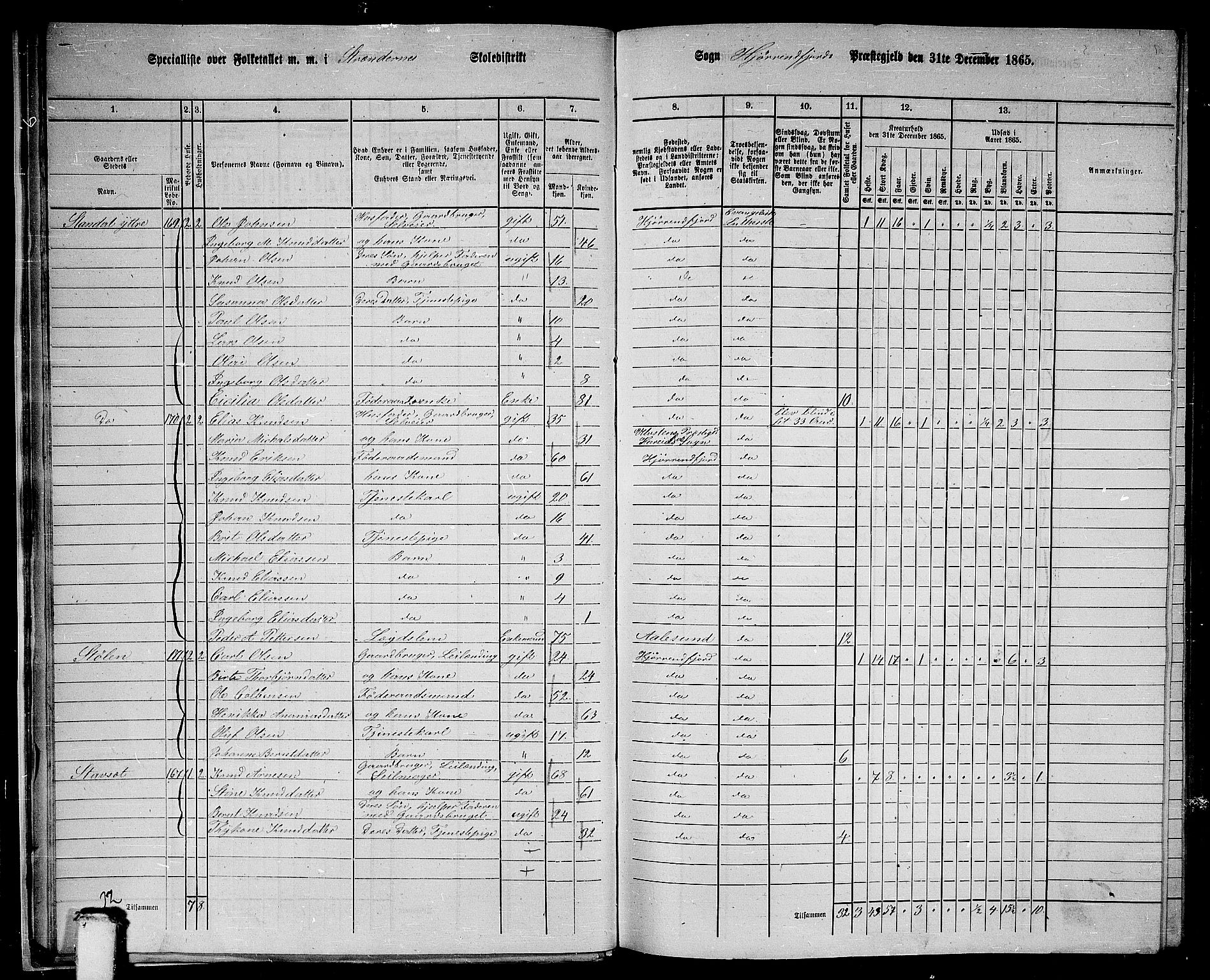 RA, 1865 census for Hjørundfjord, 1865, p. 16