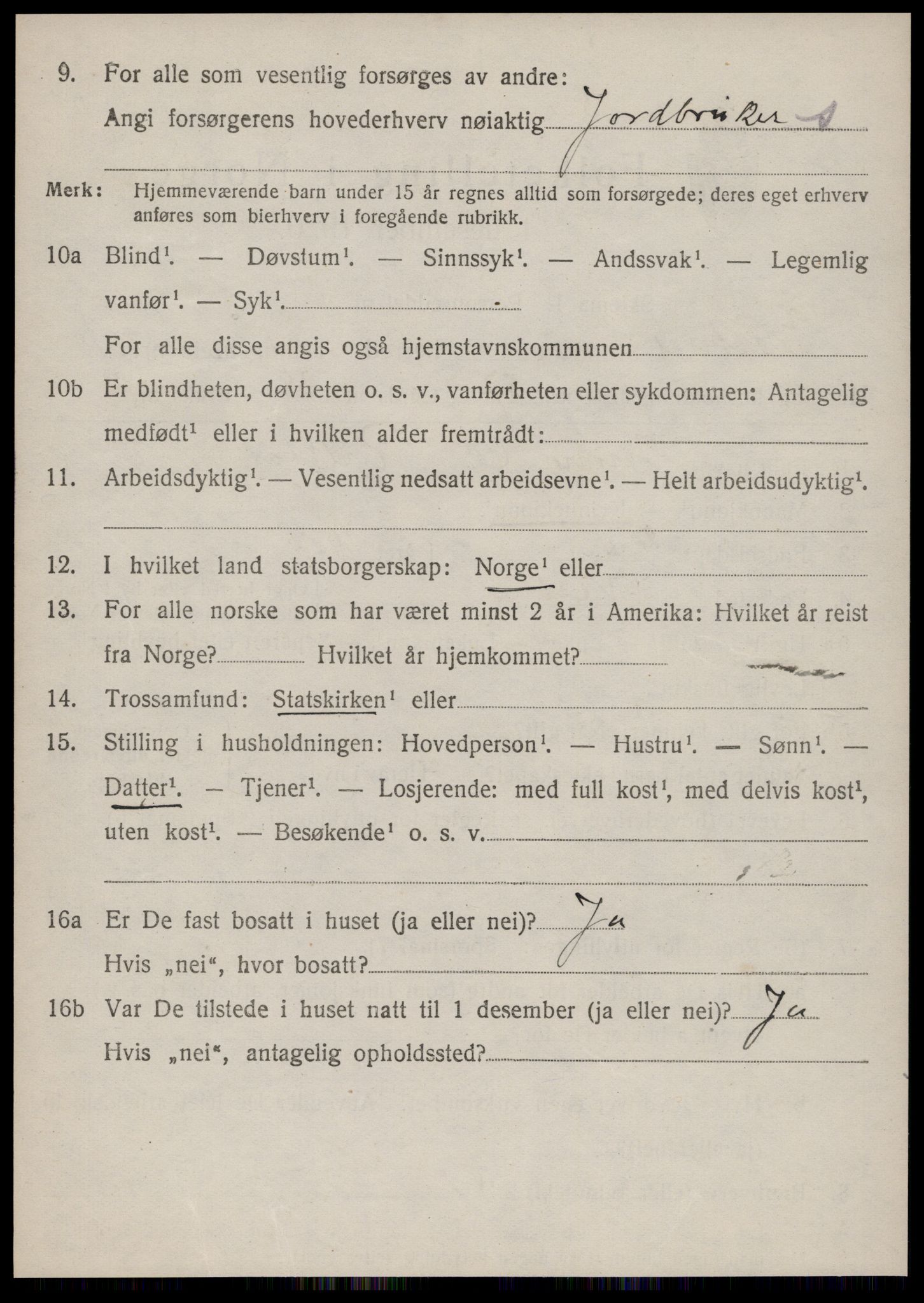 SAT, 1920 census for Vestnes, 1920, p. 1910