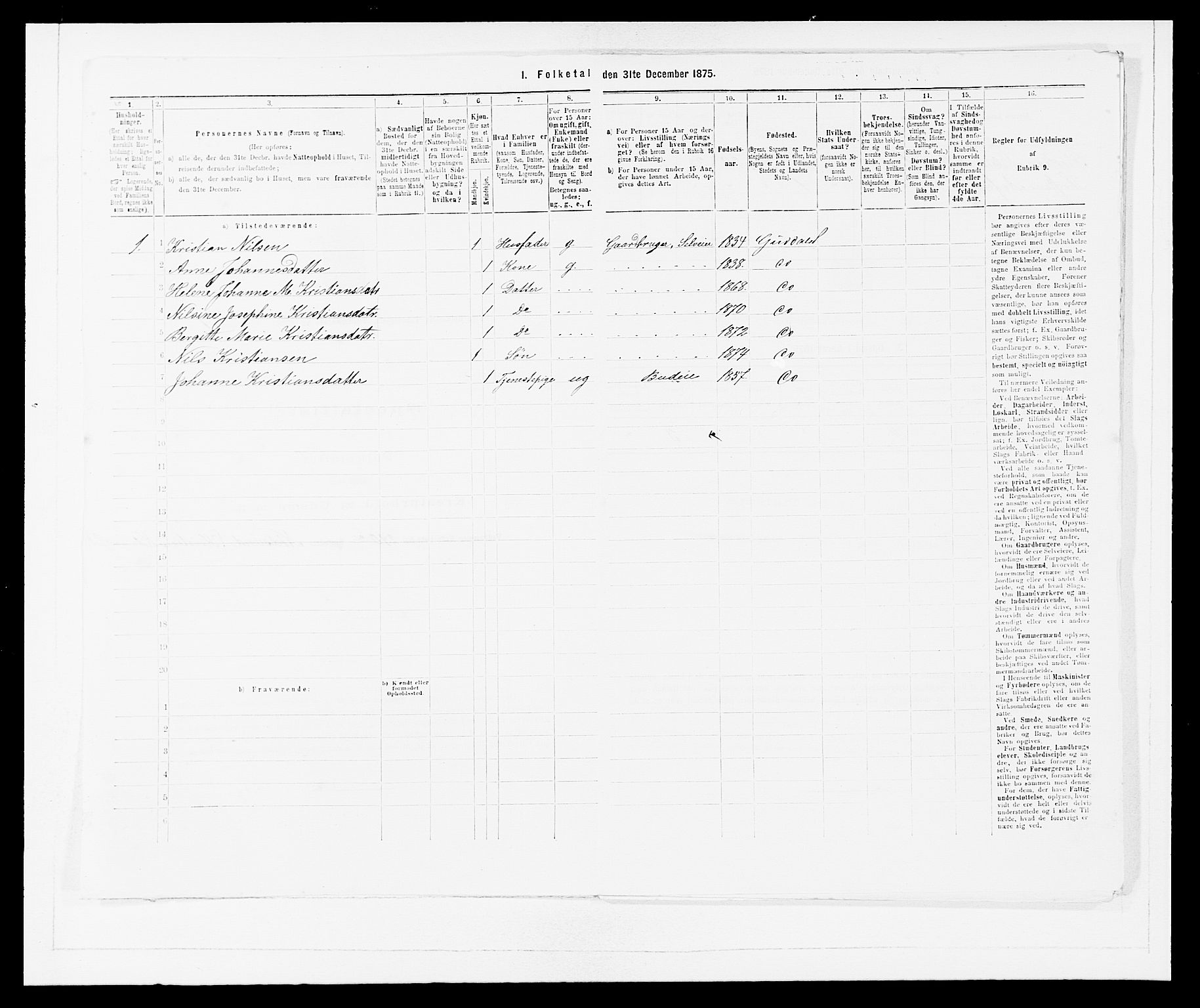 SAB, 1875 census for 1429P Ytre Holmedal, 1875, p. 1082