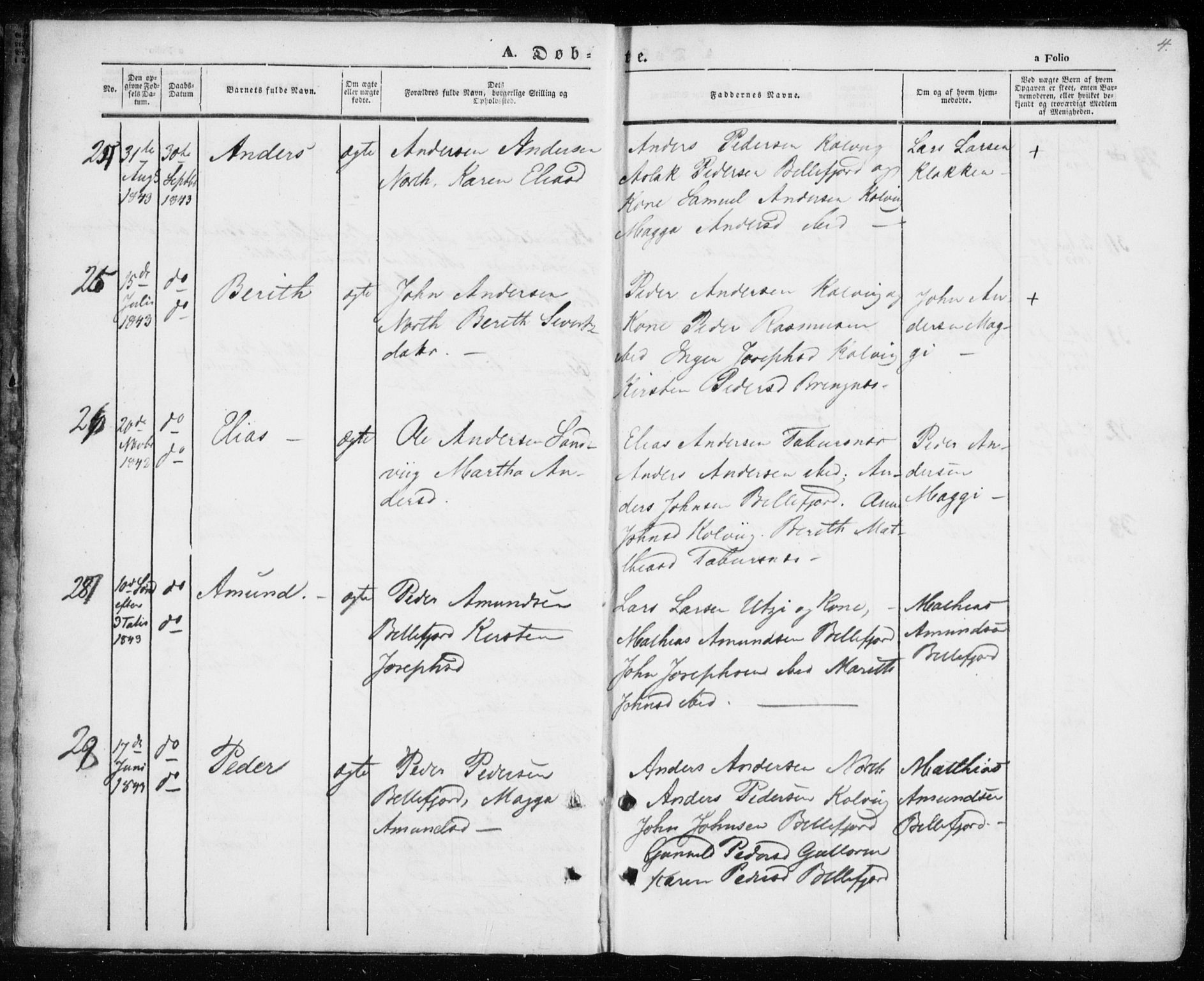 Kistrand/Porsanger sokneprestembete, SATØ/S-1351/H/Ha/L0004.kirke: Parish register (official) no. 4, 1843-1860, p. 4