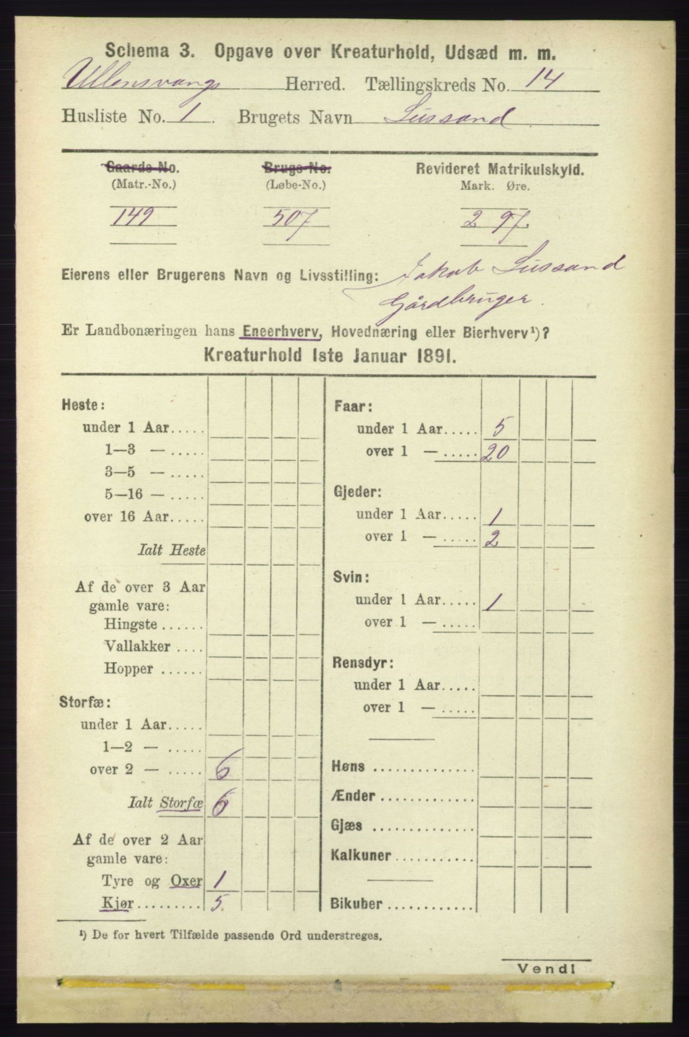 RA, 1891 census for 1230 Ullensvang, 1891, p. 8296