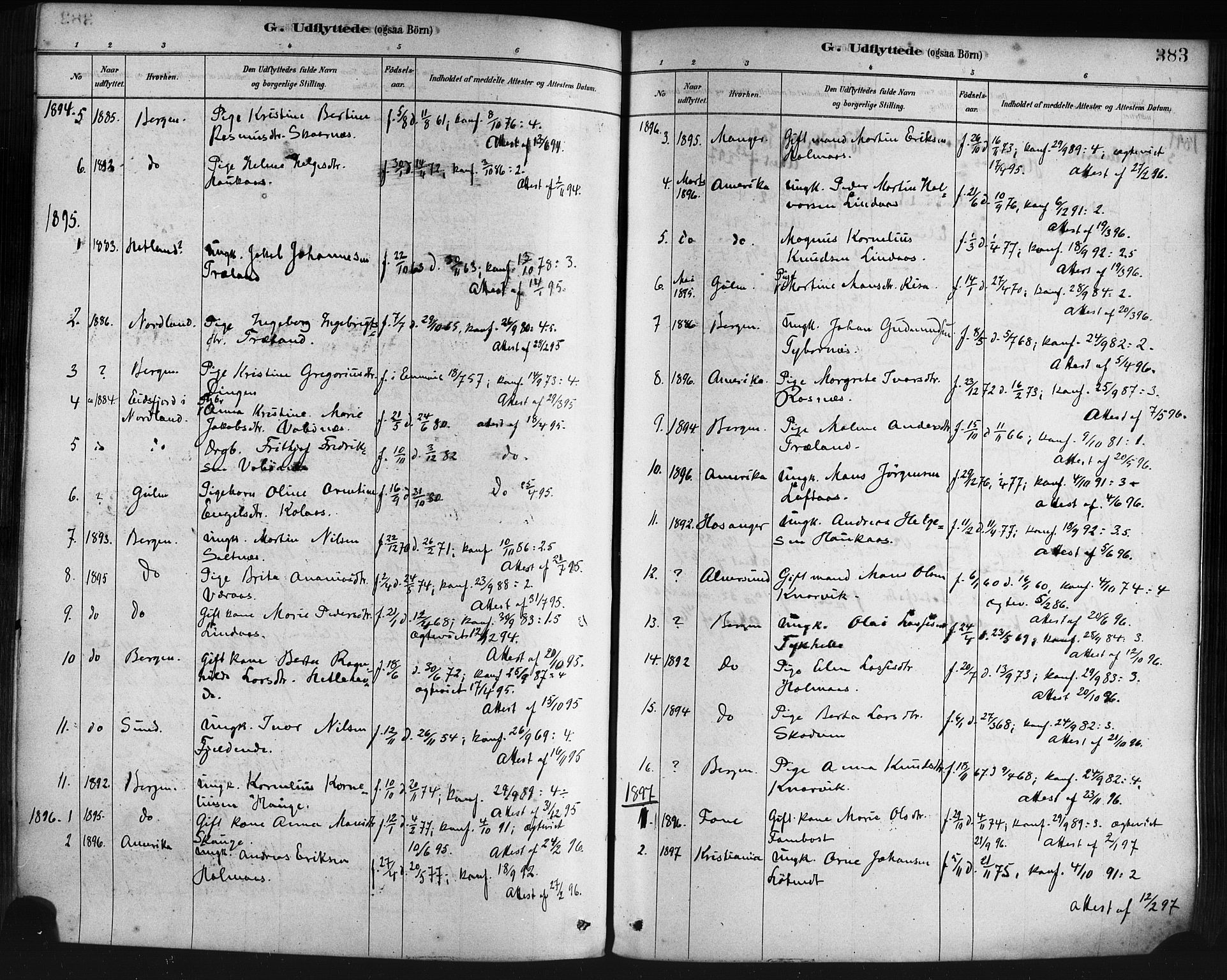 Lindås Sokneprestembete, AV/SAB-A-76701/H/Haa/Haaa/L0019: Parish register (official) no. A 19, 1878-1912, p. 383