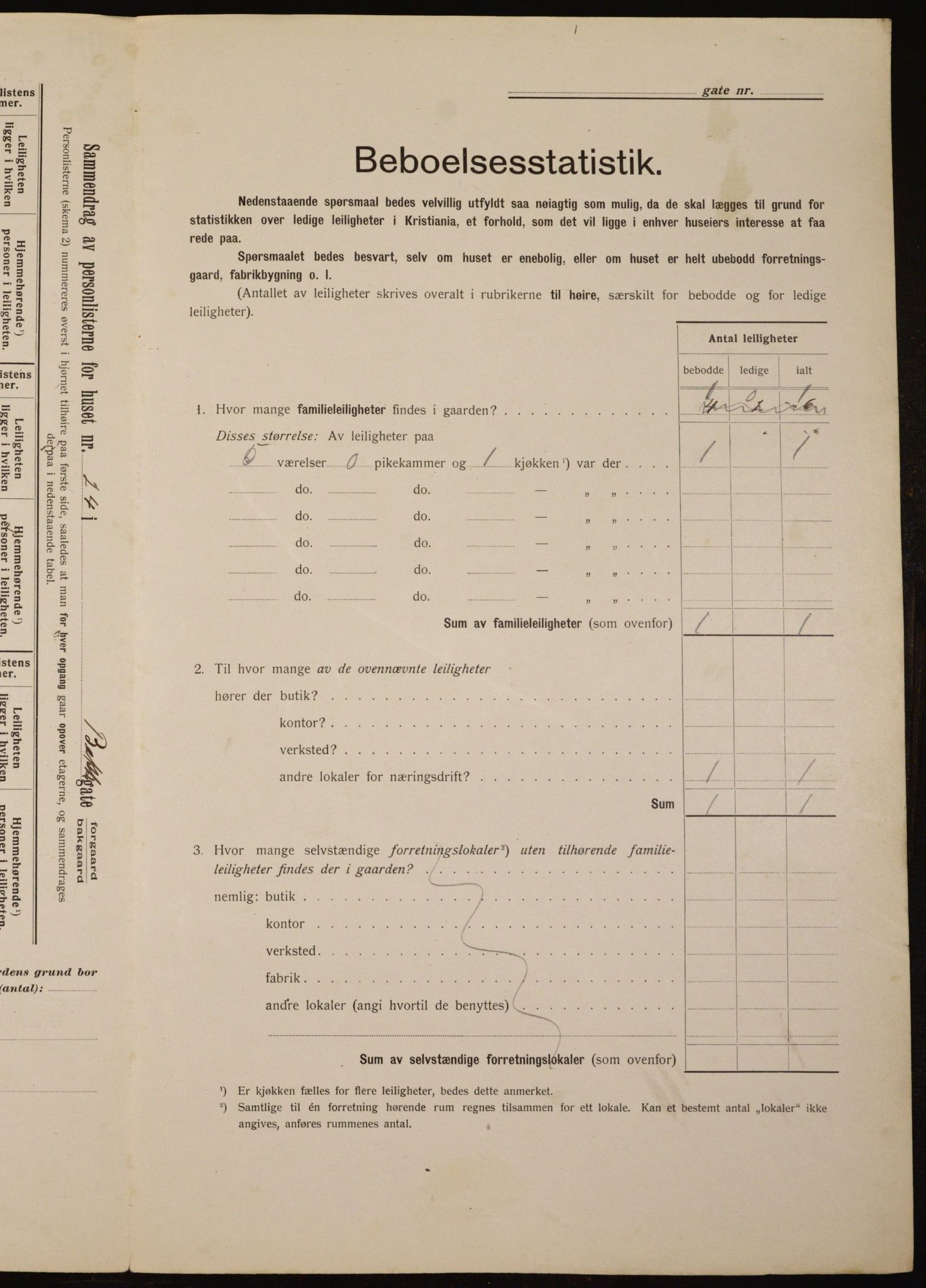 OBA, Municipal Census 1912 for Kristiania, 1912, p. 3461
