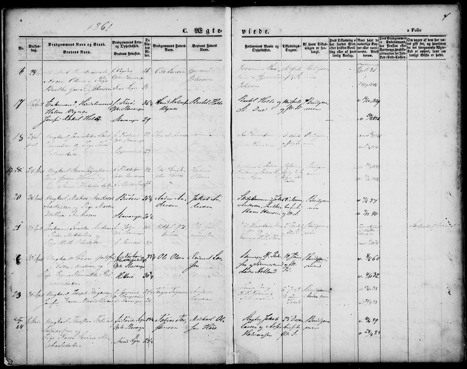 St. Petri sokneprestkontor, SAST/A-101813/001/30/30BA/L0002: Parish register (official) no. A 2, 1861-1869, p. 4