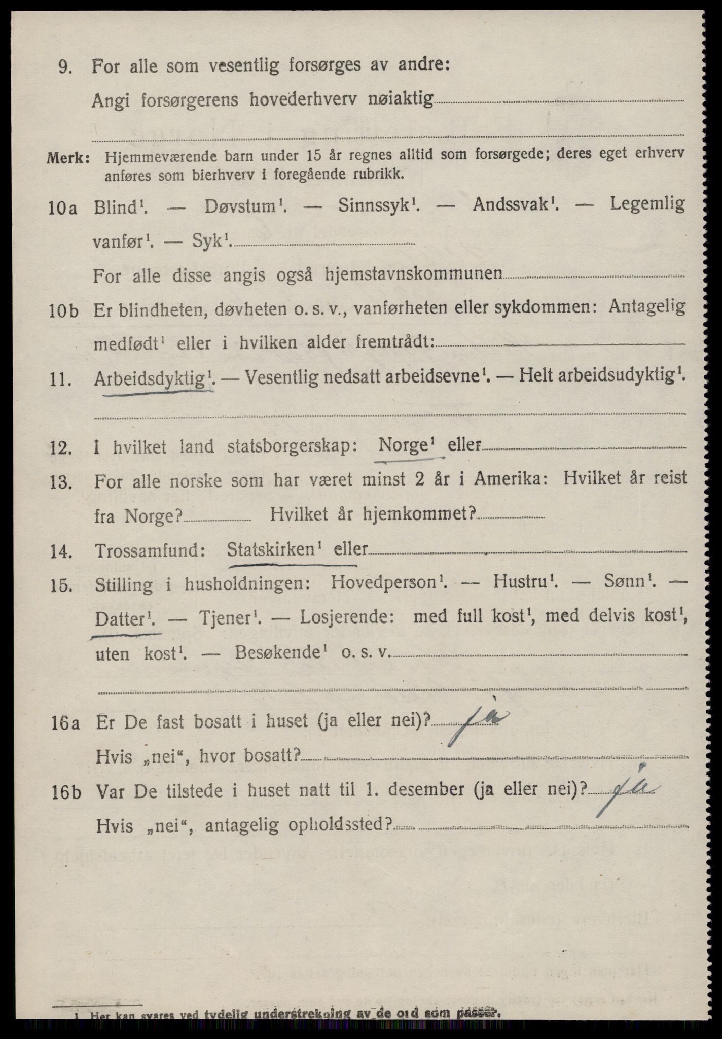 SAT, 1920 census for Ulstein, 1920, p. 1619