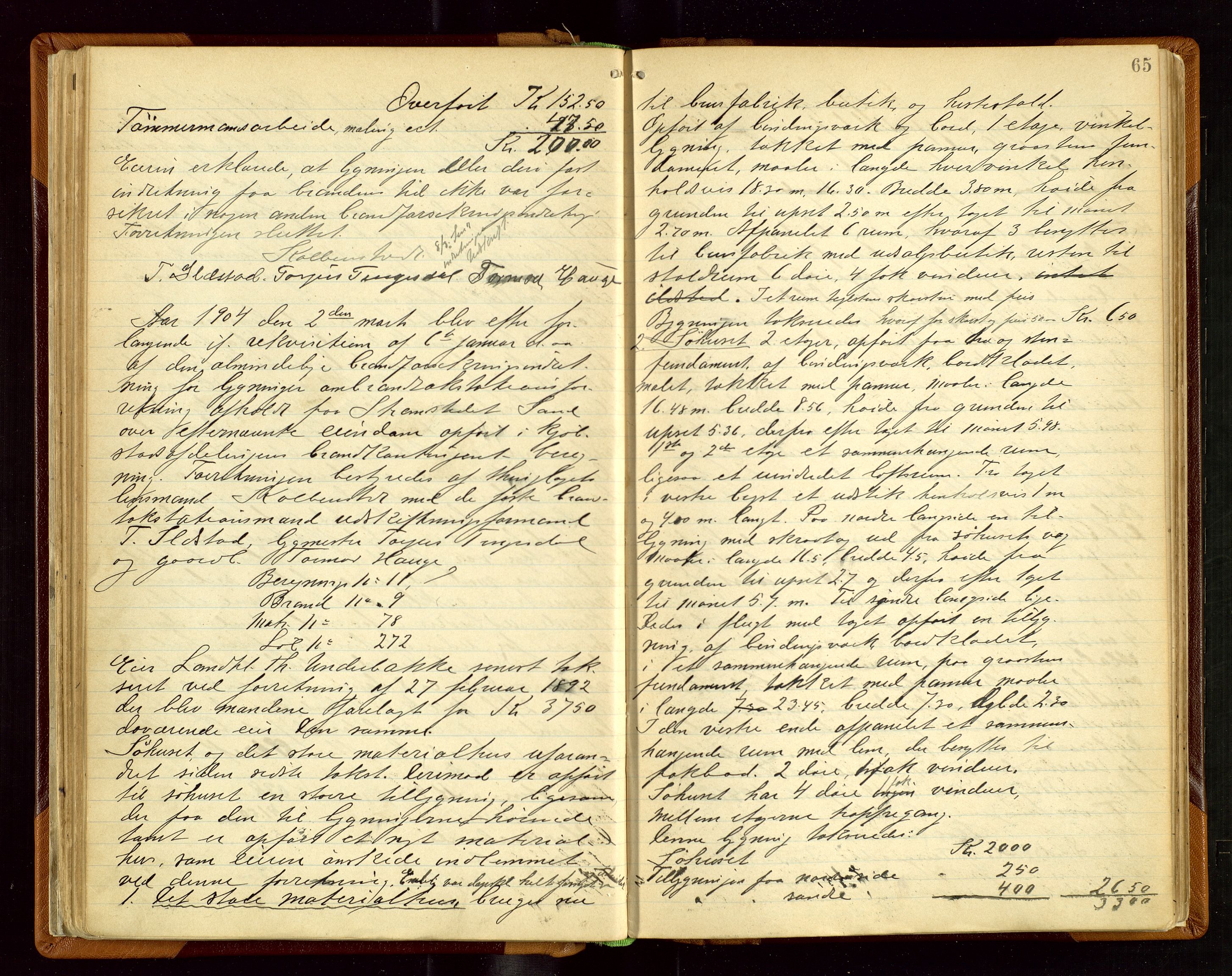 Sand lensmannskontor, AV/SAST-A-100415/Gob/L0003: Branntakstprotokoll, 1893-1936, p. 64b-65a