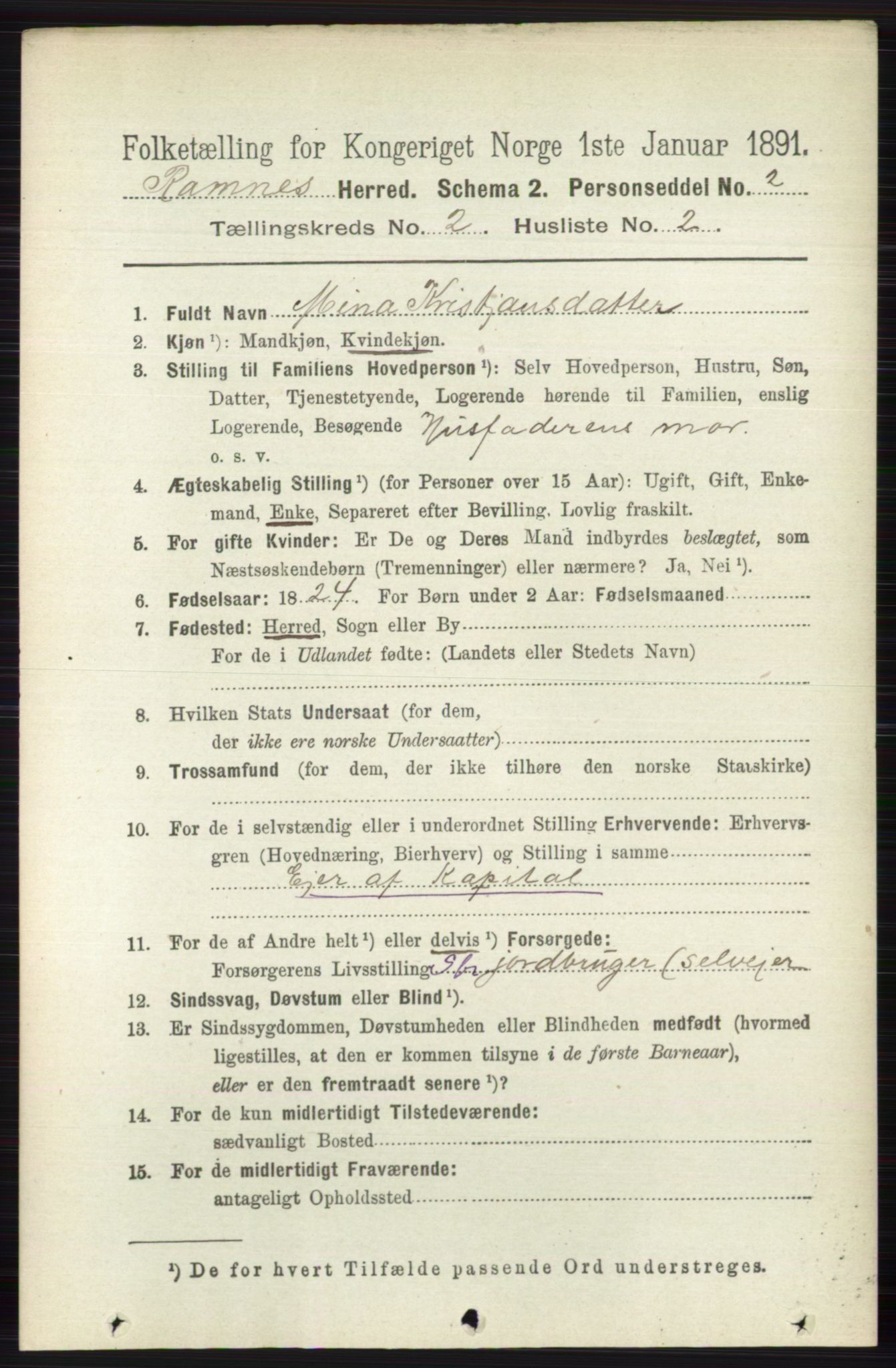 RA, 1891 census for 0718 Ramnes, 1891, p. 576