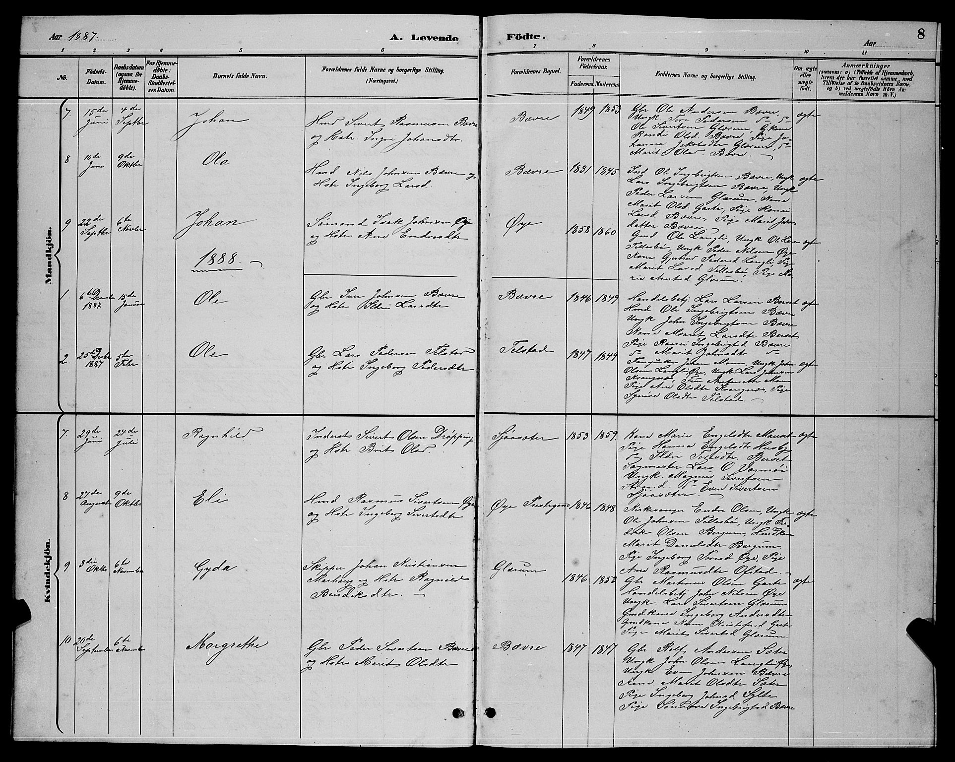 Ministerialprotokoller, klokkerbøker og fødselsregistre - Møre og Romsdal, AV/SAT-A-1454/595/L1052: Parish register (copy) no. 595C04, 1885-1900, p. 8