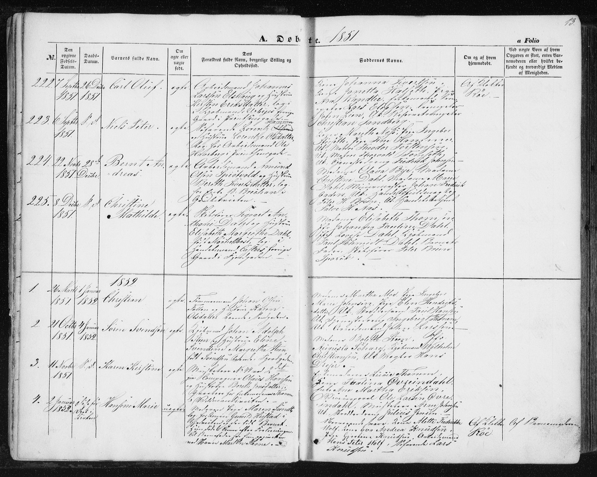 Ministerialprotokoller, klokkerbøker og fødselsregistre - Sør-Trøndelag, SAT/A-1456/602/L0112: Parish register (official) no. 602A10, 1848-1859, p. 13