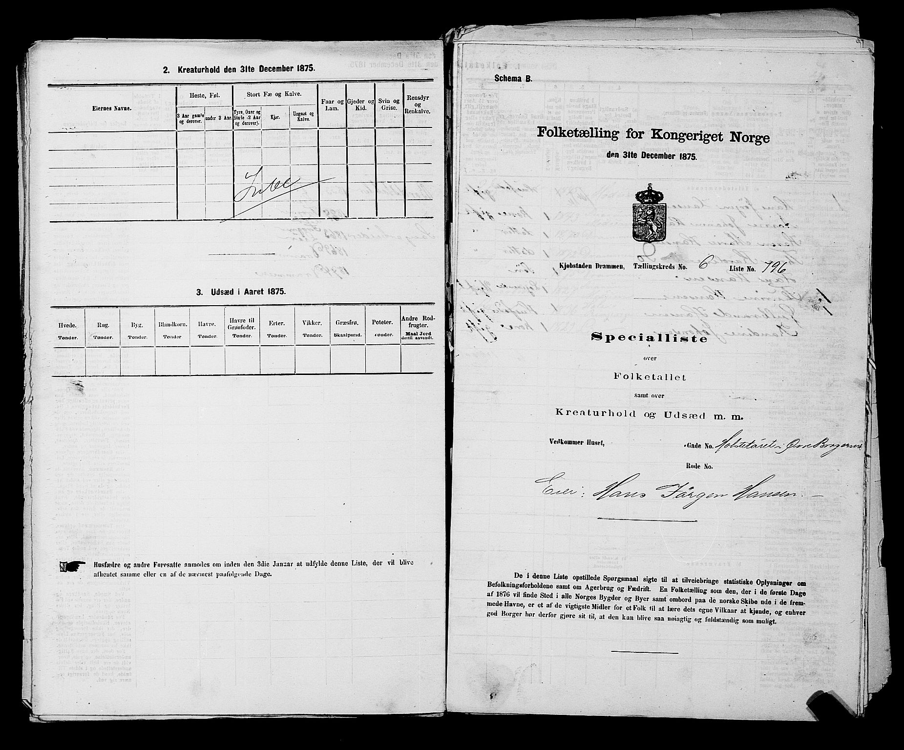 SAKO, 1875 census for 0602 Drammen, 1875, p. 614