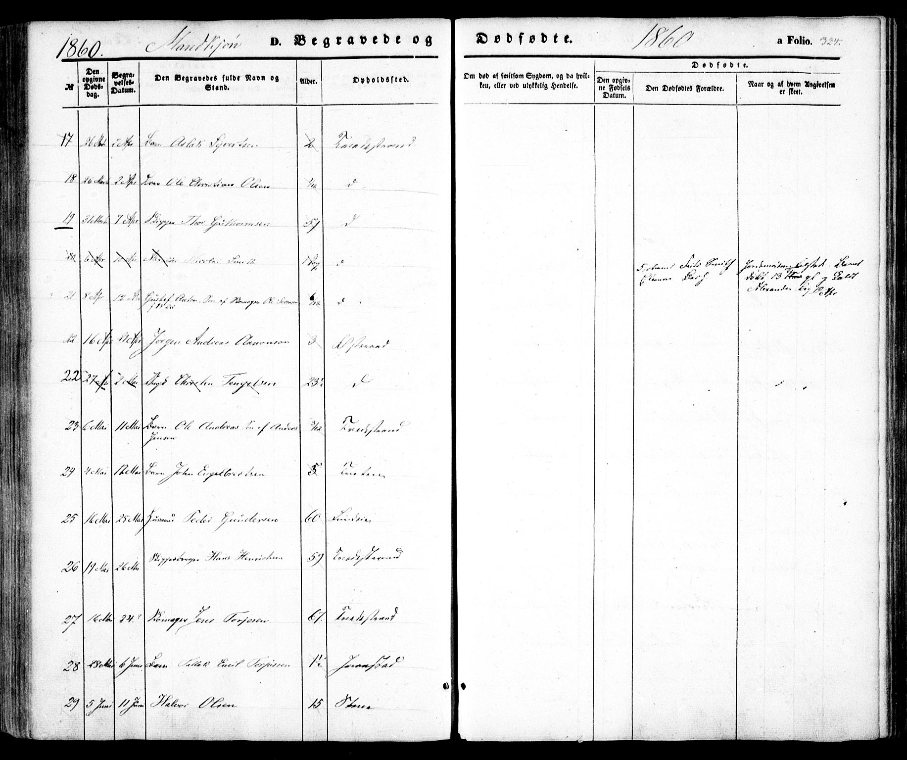 Holt sokneprestkontor, AV/SAK-1111-0021/F/Fa/L0008: Parish register (official) no. A 8, 1849-1860, p. 324