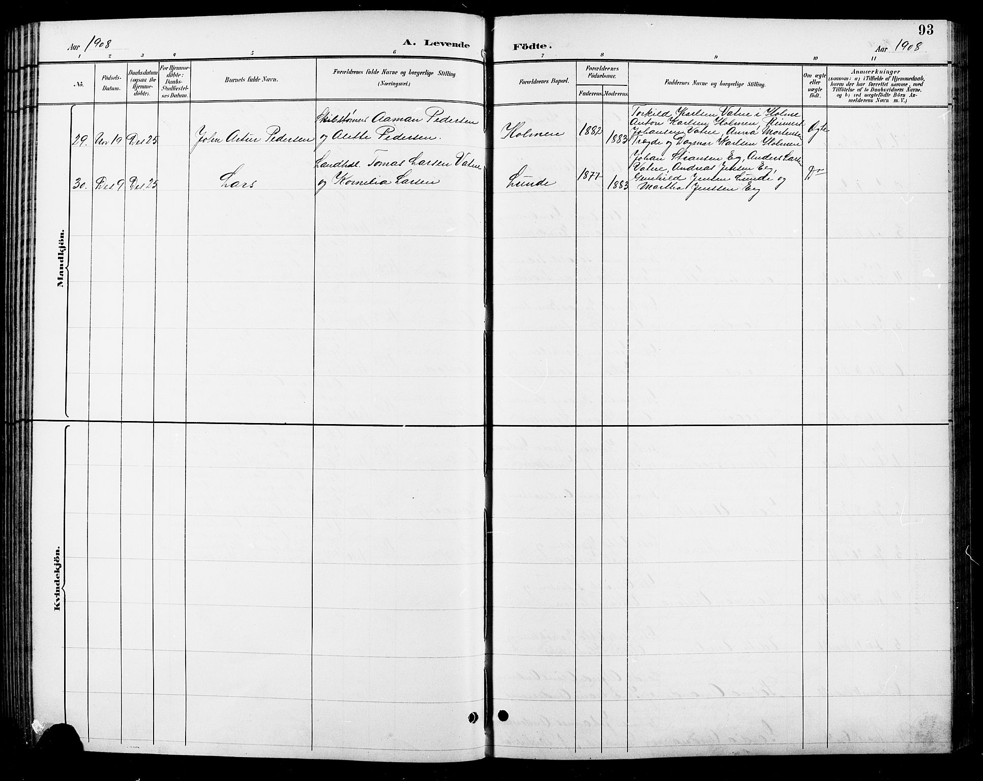 Søgne sokneprestkontor, AV/SAK-1111-0037/F/Fb/Fbb/L0006: Parish register (copy) no. B 6, 1892-1911, p. 93