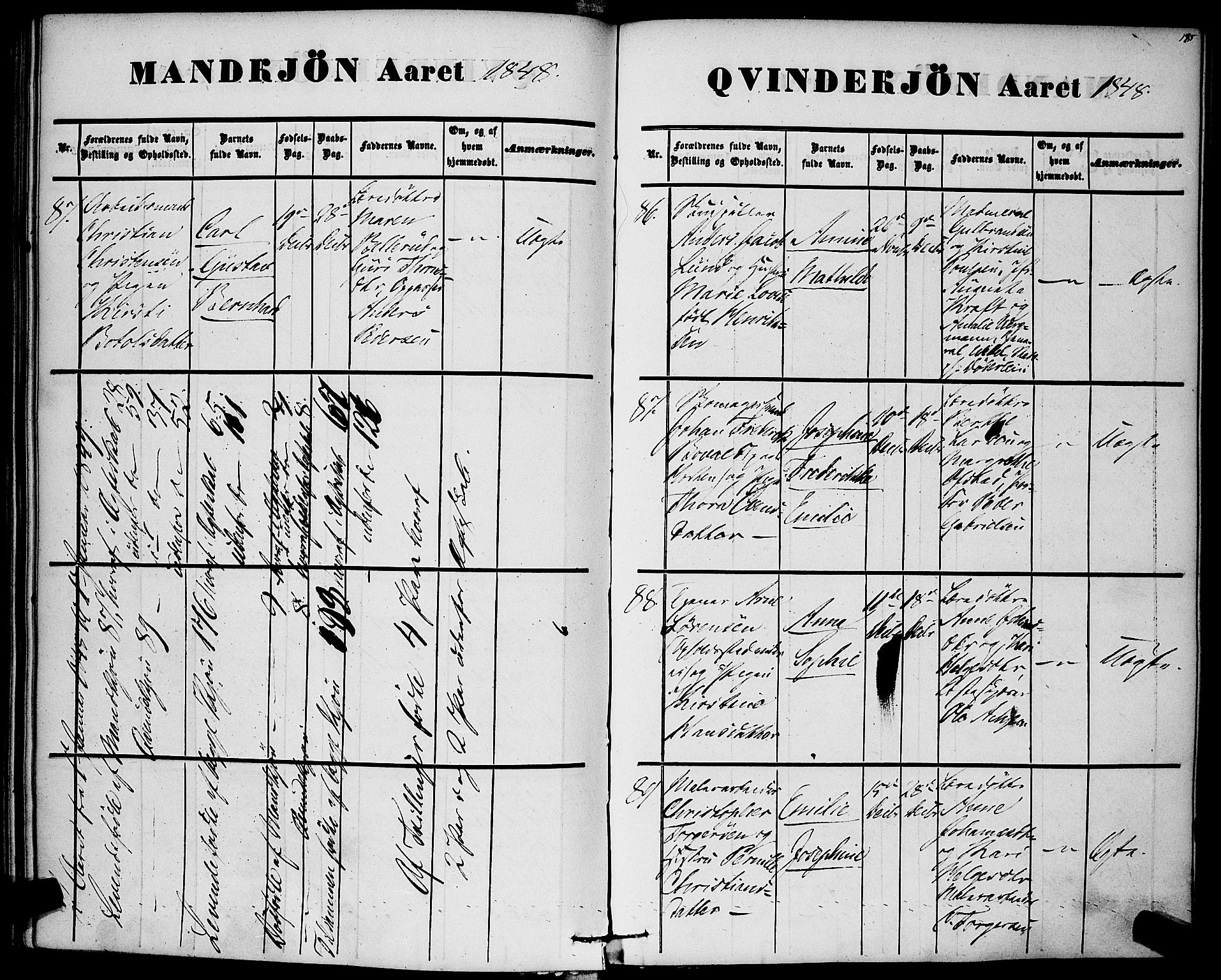 Rikshospitalet prestekontor Kirkebøker, AV/SAO-A-10309b/F/L0003: Parish register (official) no. 3, 1841-1853, p. 185