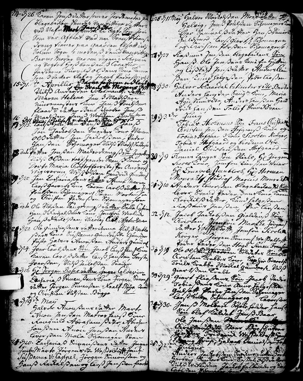 Skien kirkebøker, SAKO/A-302/F/Fa/L0002: Parish register (official) no. 2, 1716-1757, p. 145