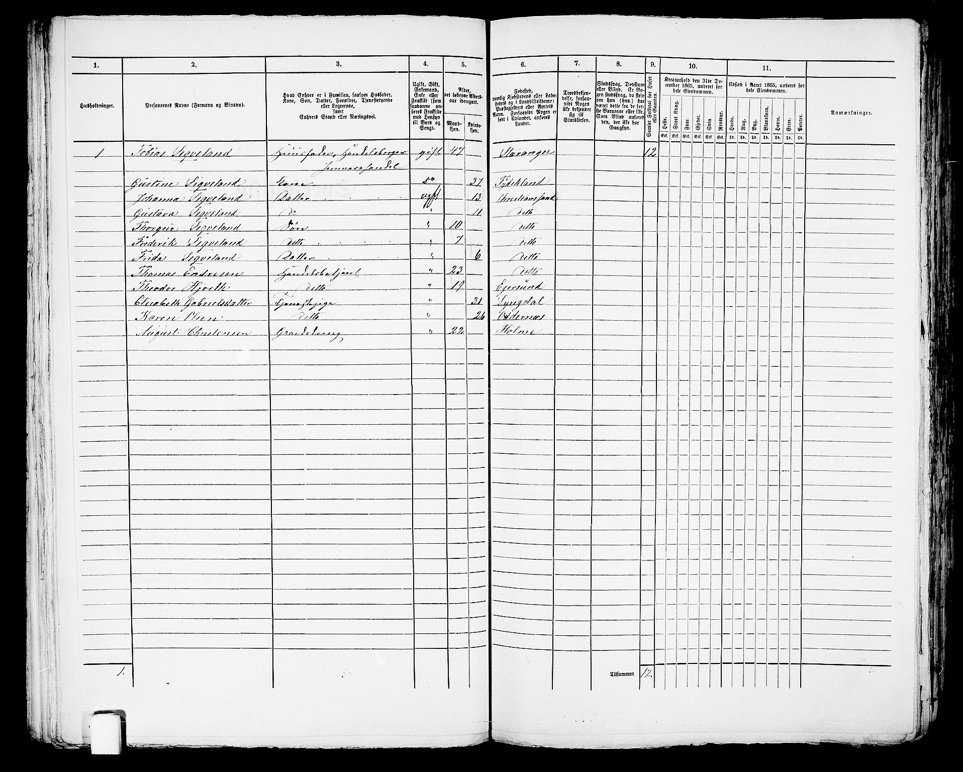 RA, 1865 census for Kristiansand, 1865, p. 1621