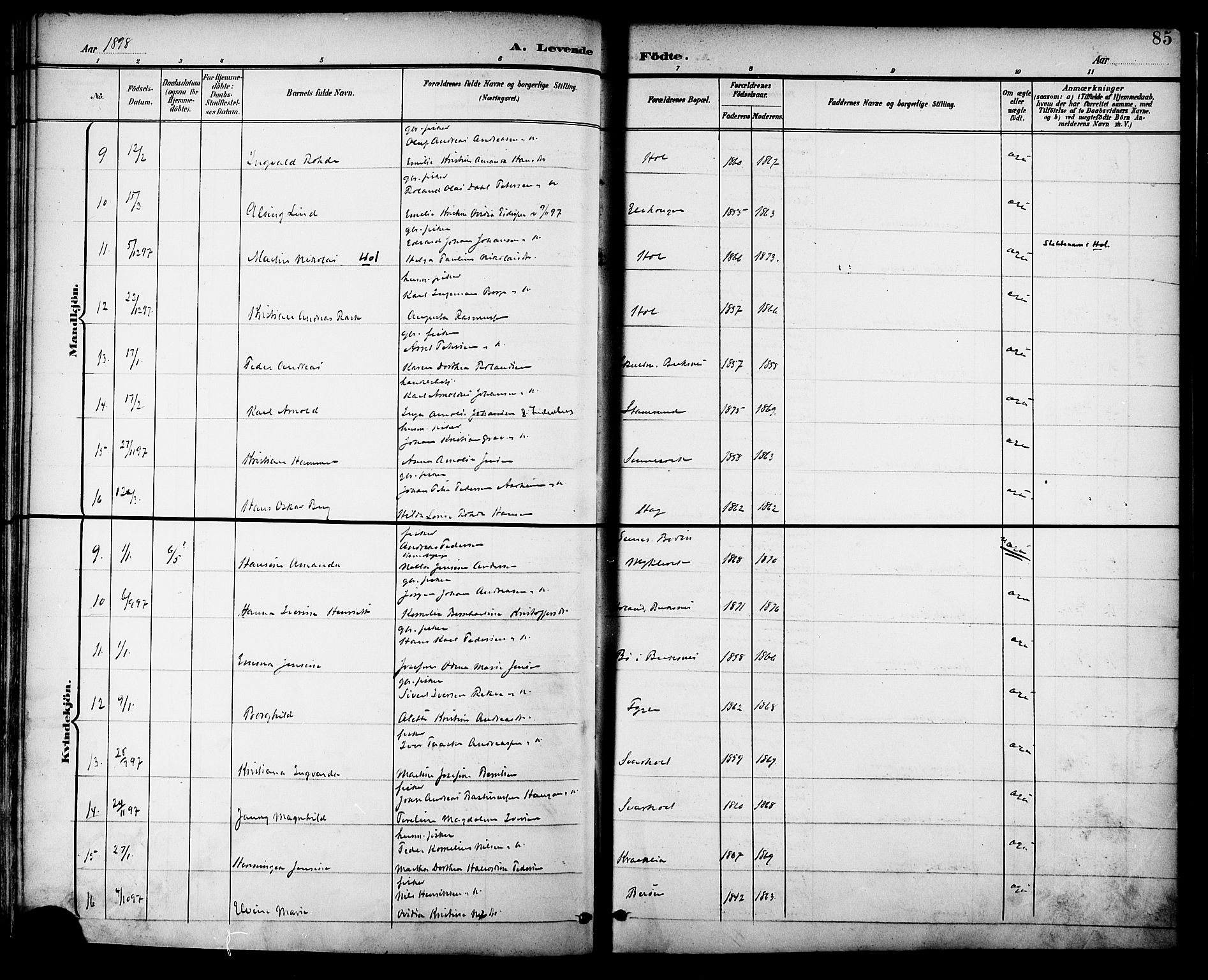 Ministerialprotokoller, klokkerbøker og fødselsregistre - Nordland, SAT/A-1459/882/L1179: Parish register (official) no. 882A01, 1886-1898, p. 85