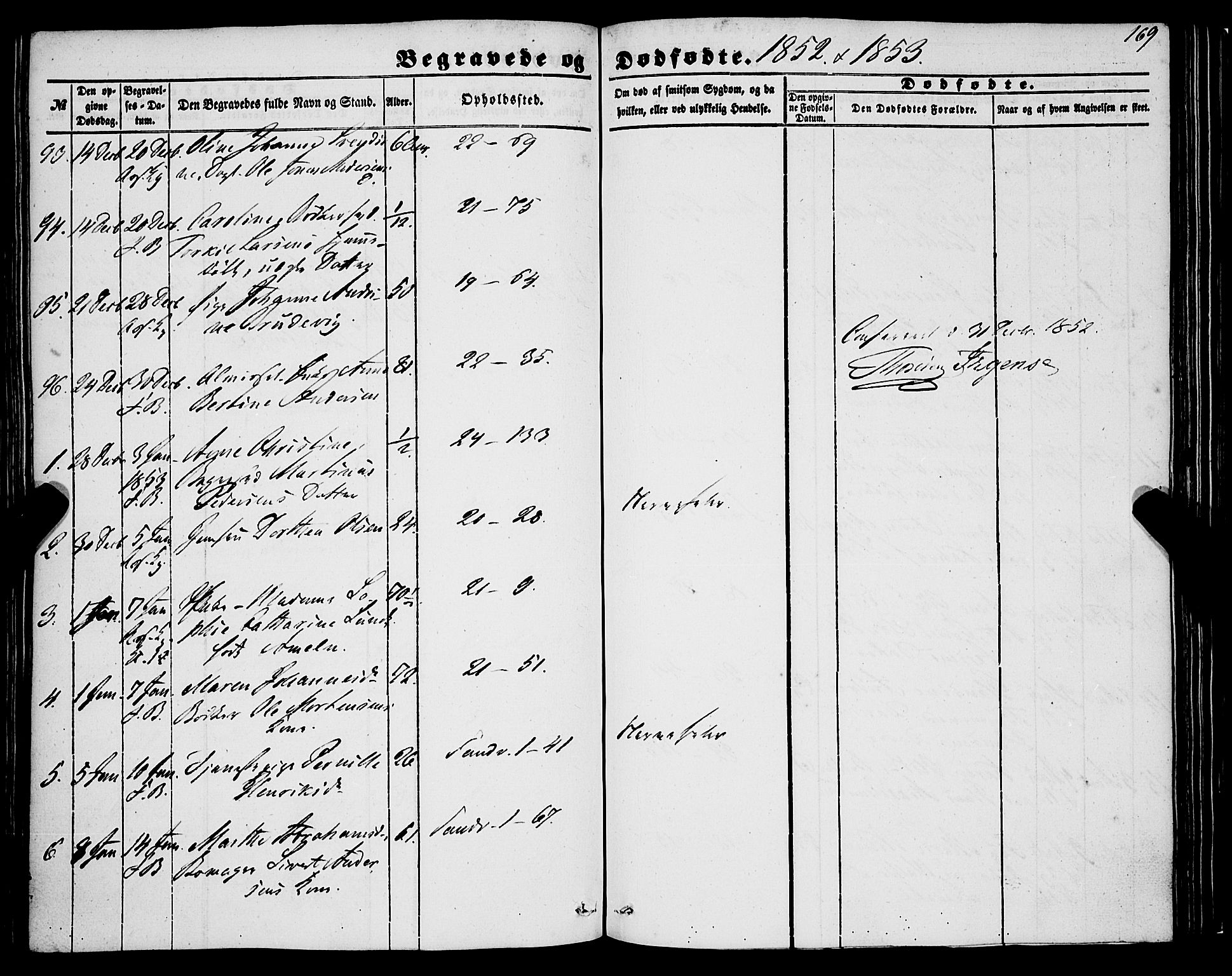 Korskirken sokneprestembete, SAB/A-76101/H/Haa: Parish register (official) no. E 2, 1848-1862, p. 169