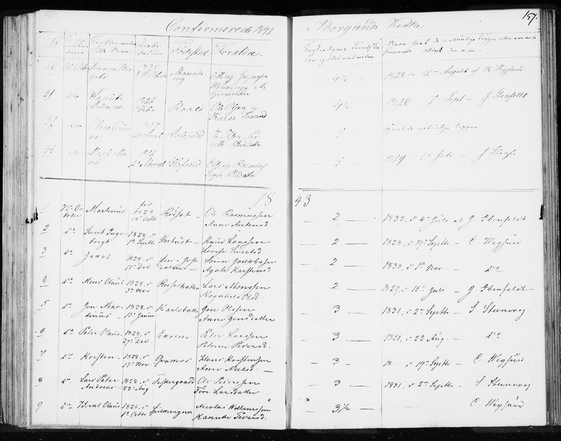 Ministerialprotokoller, klokkerbøker og fødselsregistre - Møre og Romsdal, AV/SAT-A-1454/528/L0414: Curate's parish register no. 528B02, 1833-1844, p. 157