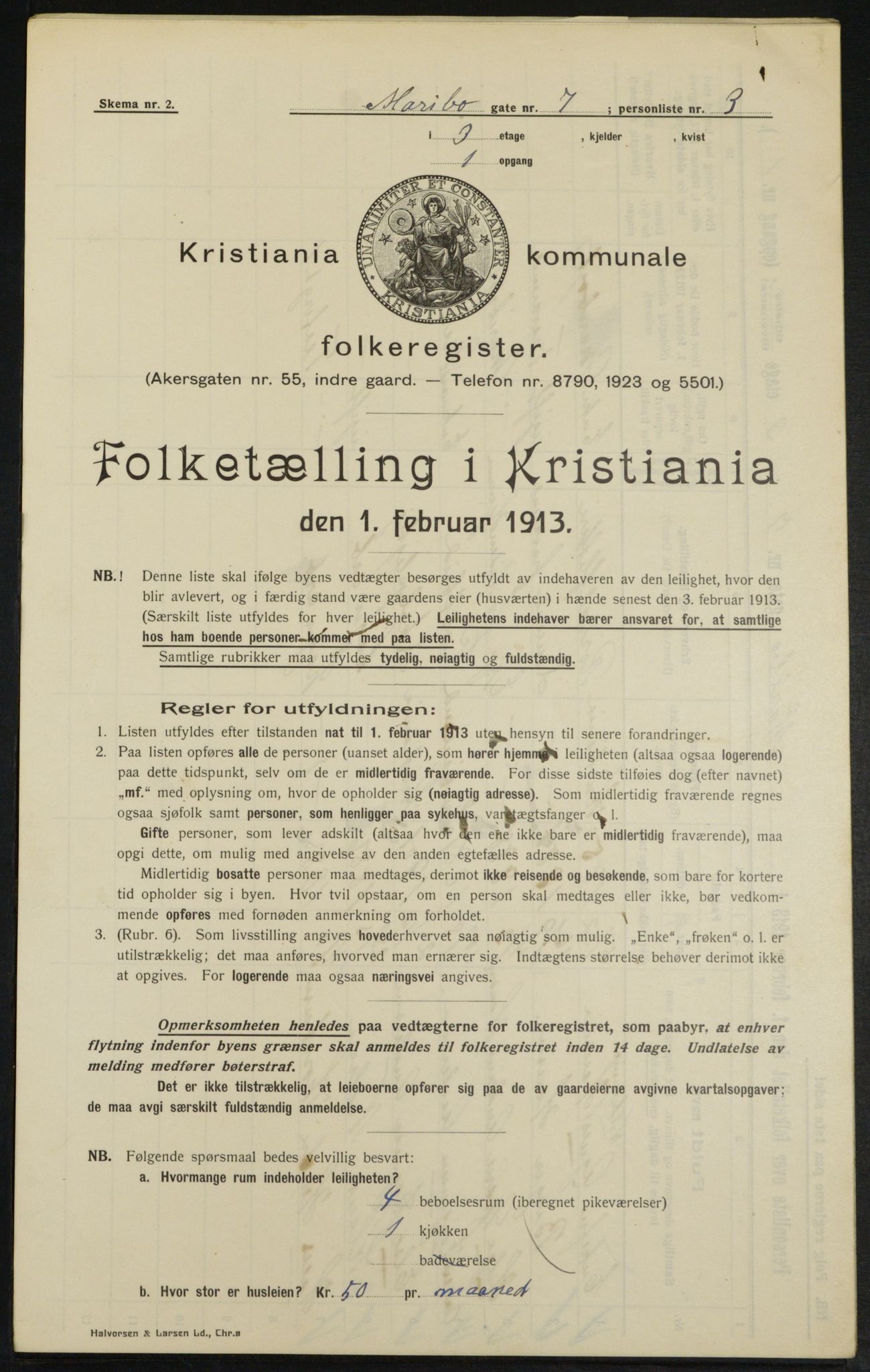 OBA, Municipal Census 1913 for Kristiania, 1913, p. 60217