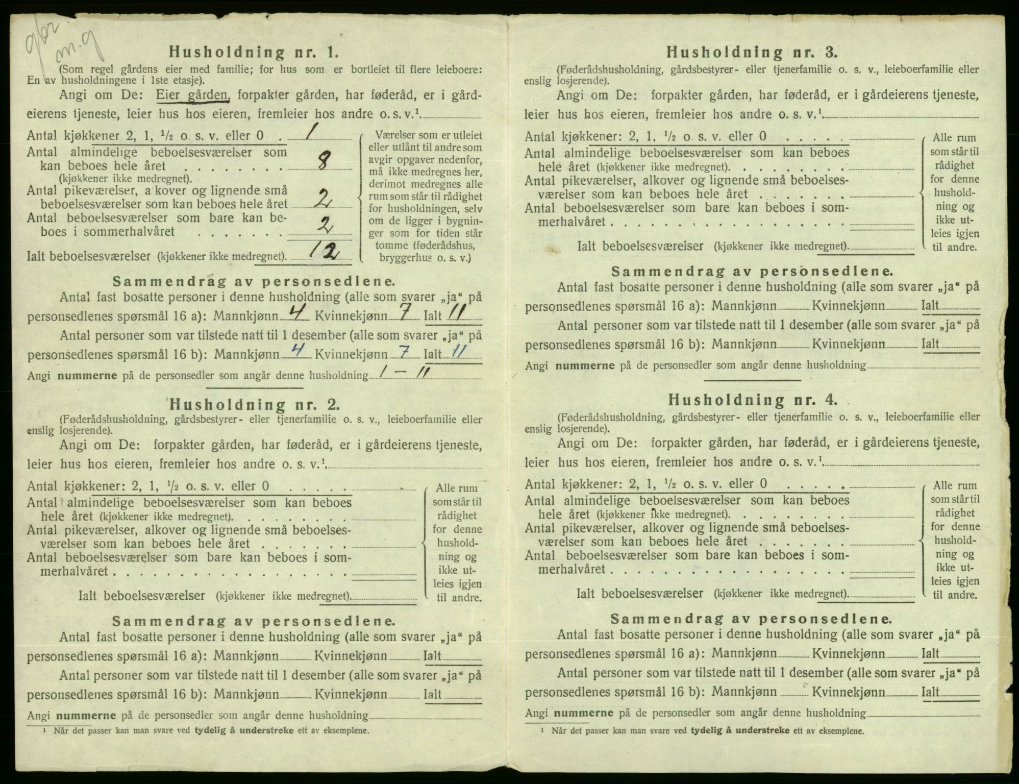 SAB, 1920 census for Ølen, 1920, p. 36