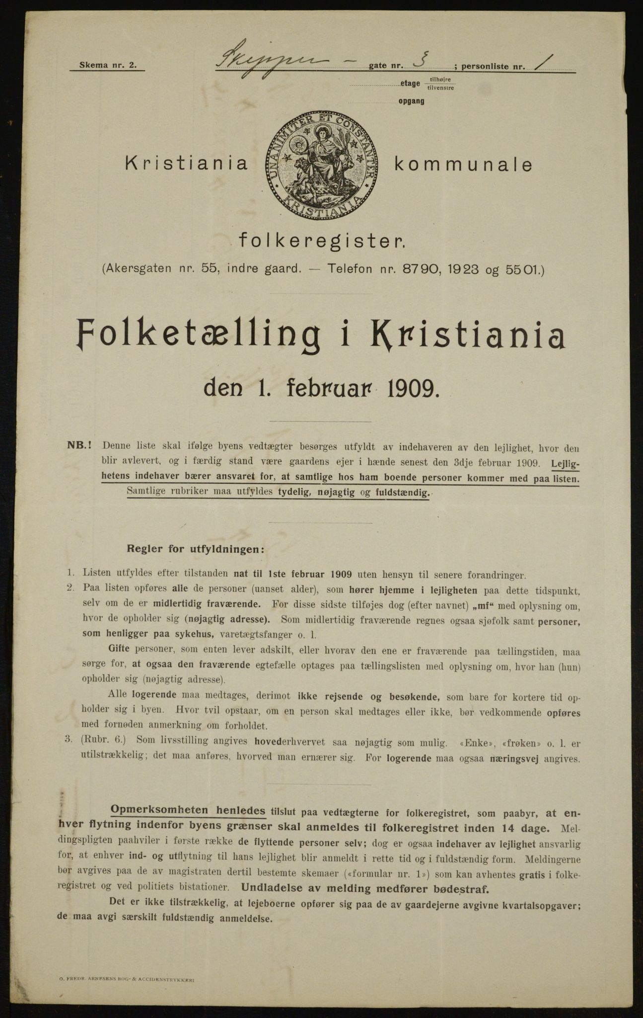 OBA, Municipal Census 1909 for Kristiania, 1909, p. 86516