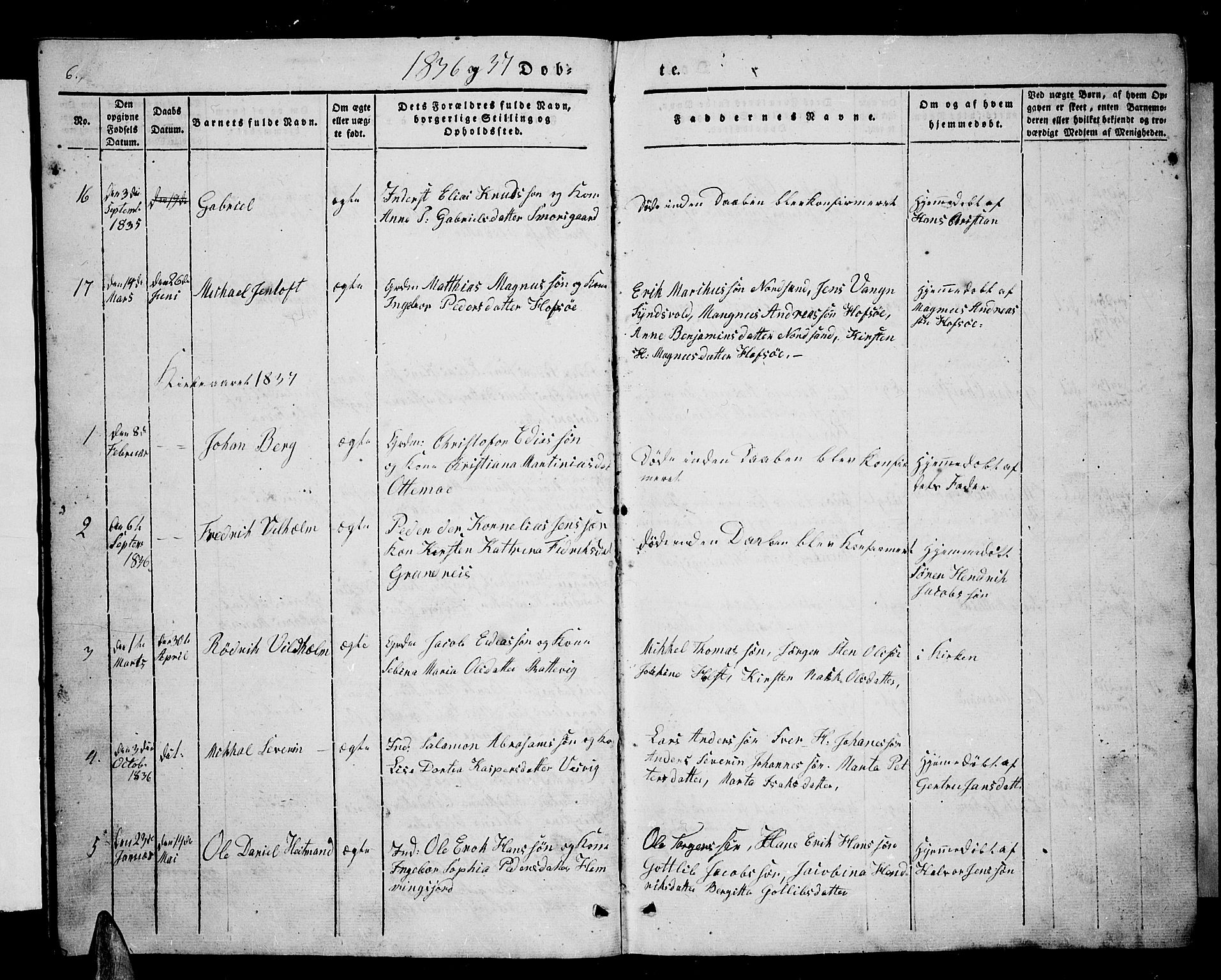 Tranøy sokneprestkontor, AV/SATØ-S-1313/I/Ia/Iab/L0001klokker: Parish register (copy) no. 1, 1835-1853, p. 6