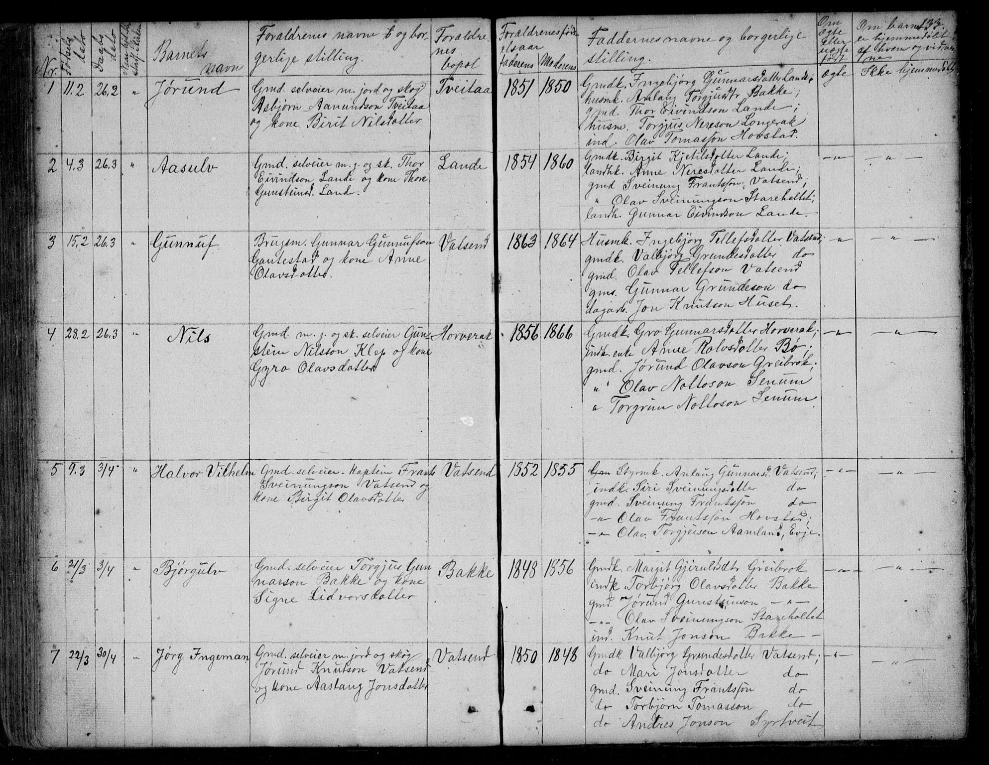 Bygland sokneprestkontor, AV/SAK-1111-0006/F/Fb/Fbd/L0001: Parish register (copy) no. B 1, 1848-1895, p. 133