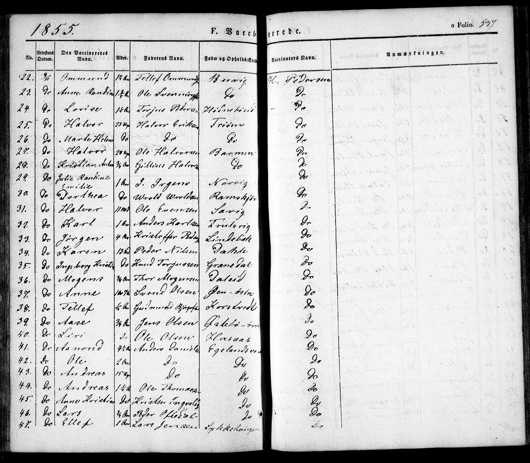 Søndeled sokneprestkontor, AV/SAK-1111-0038/F/Fa/L0002: Parish register (official) no. A 2, 1839-1860, p. 537