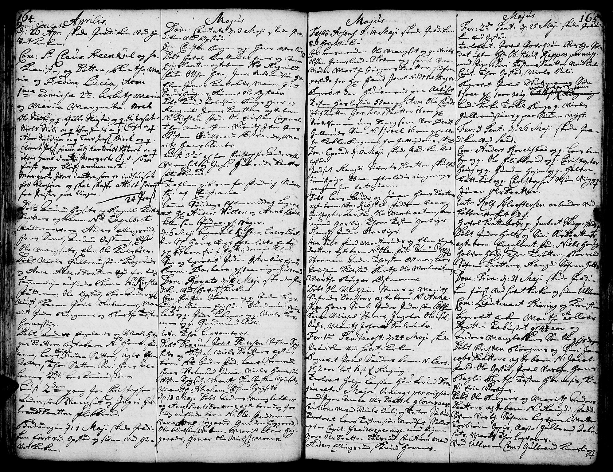 Strøm-Odalen prestekontor, AV/SAH-PREST-028/H/Ha/Haa/L0002: Parish register (official) no. 2, 1716-1740, p. 164-165