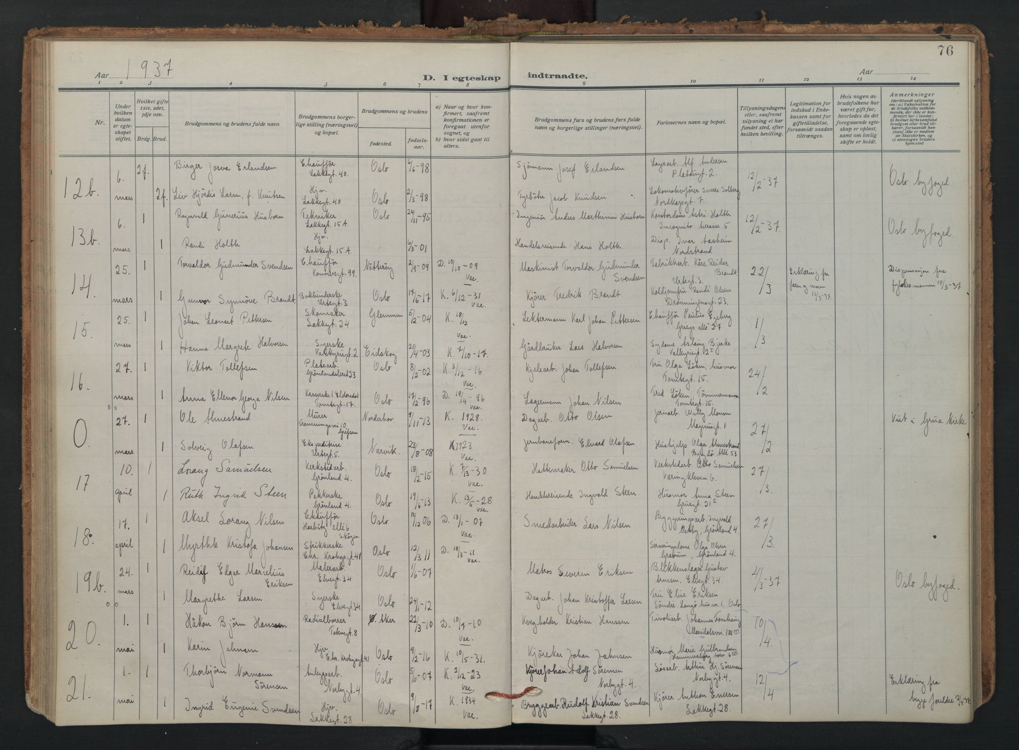 Vaterland prestekontor Kirkebøker, AV/SAO-A-10880/F/Fa/L0003: Parish register (official) no. 3, 1922-1944, p. 76