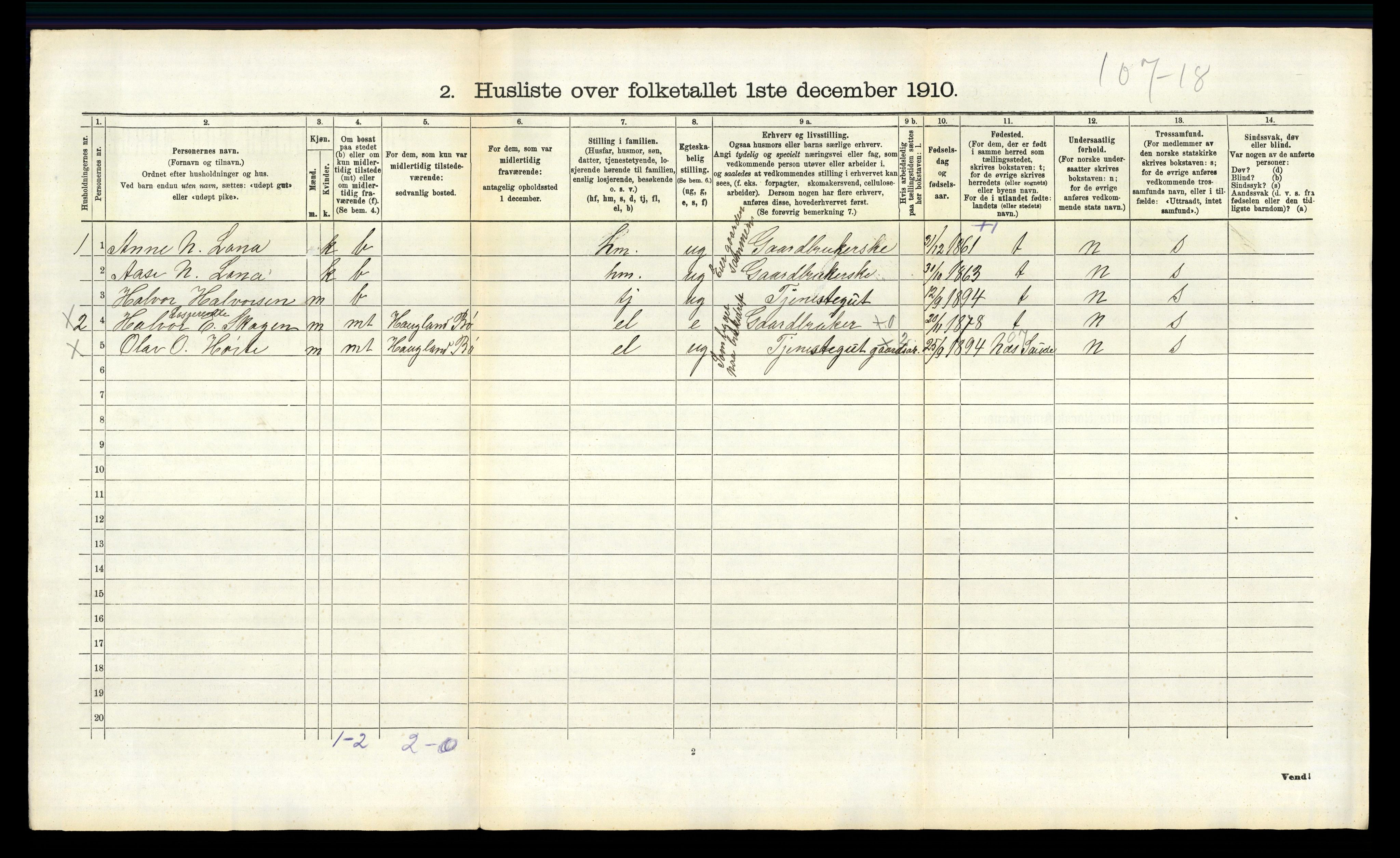 RA, 1910 census for Bø, 1910, p. 1018