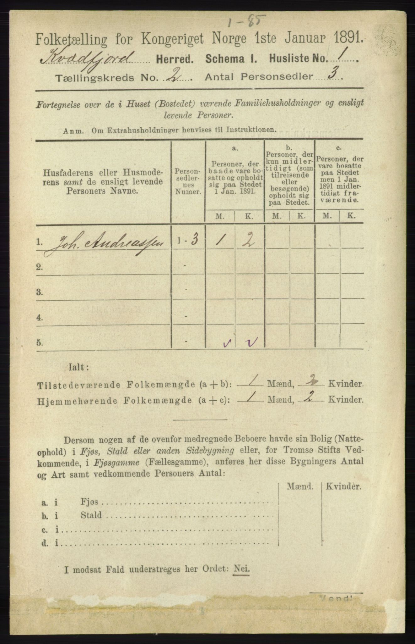 RA, 1891 census for 1911 Kvæfjord, 1891, p. 628