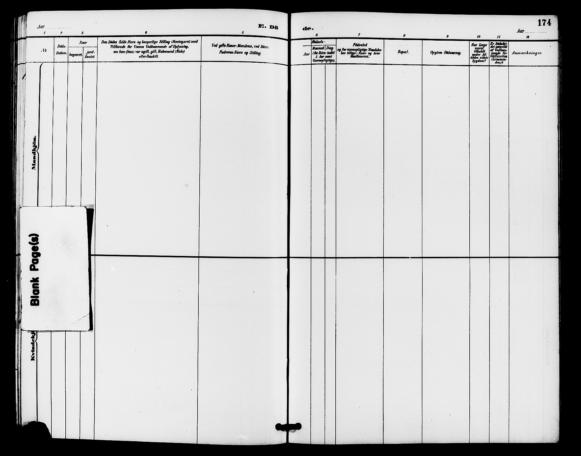 Lye sokneprestkontor, AV/SAST-A-101794/001/30BB/L0008: Parish register (copy) no. B 7, 1887-1901, p. 174