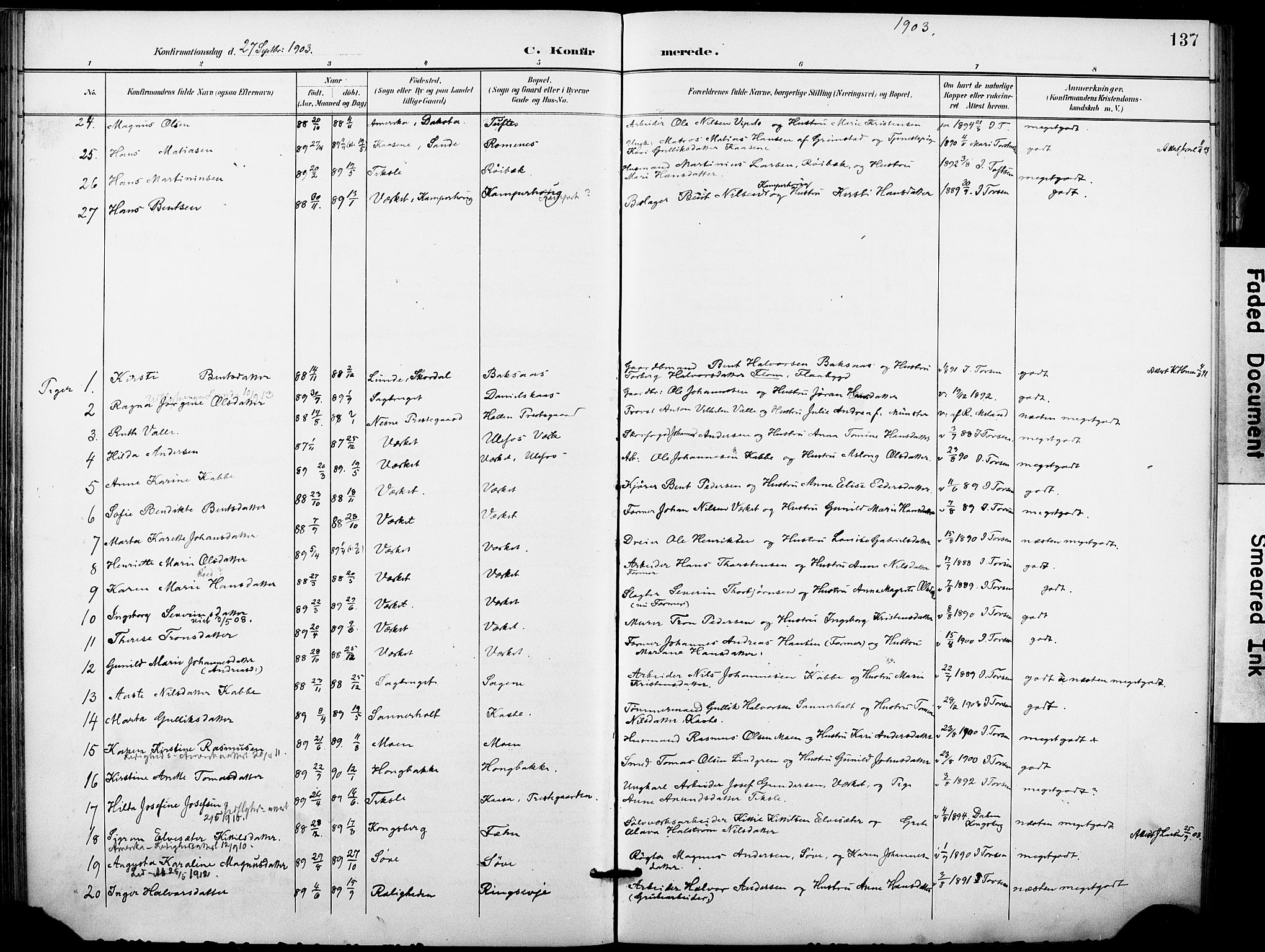 Holla kirkebøker, SAKO/A-272/F/Fa/L0010: Parish register (official) no. 10, 1897-1907, p. 137