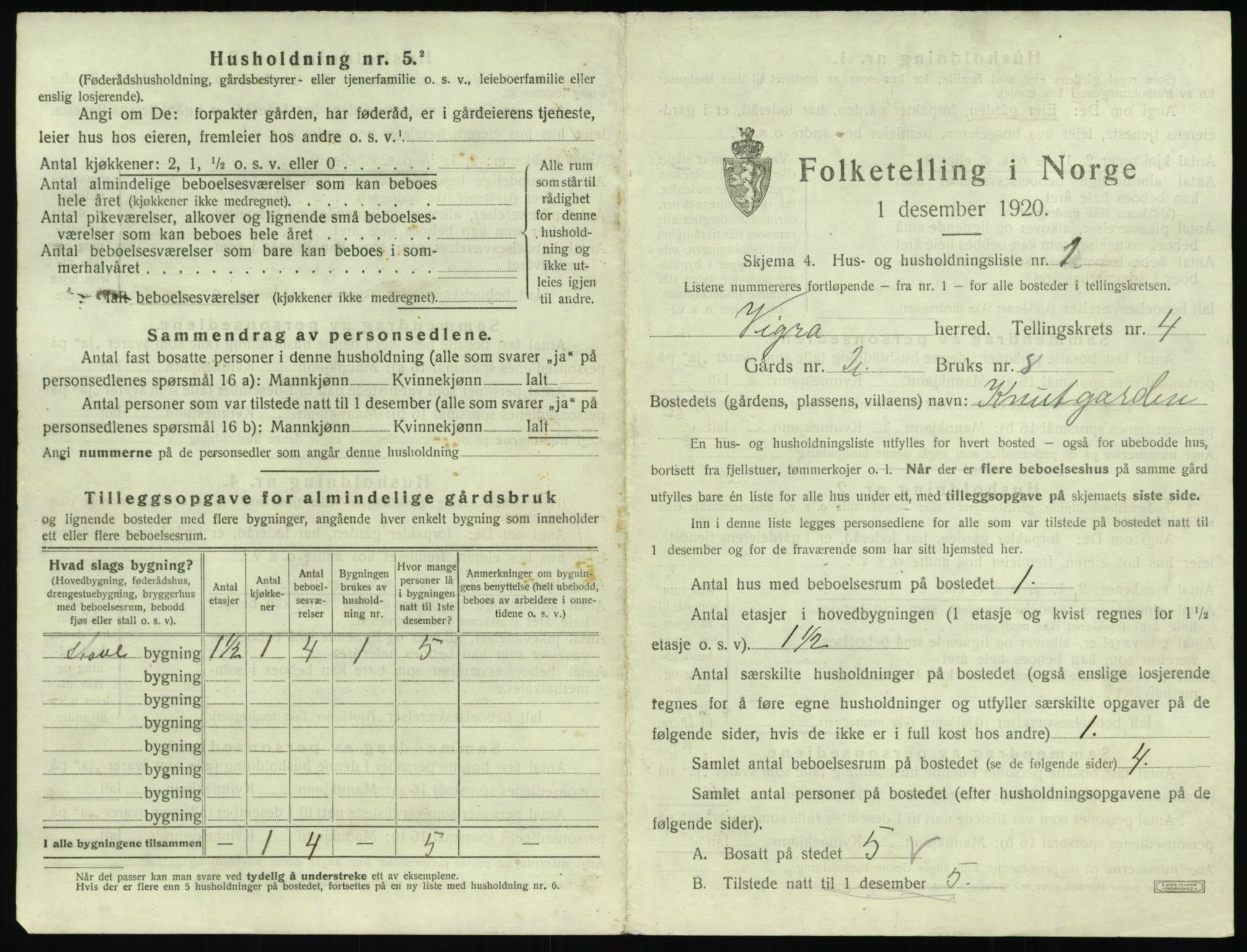 SAT, 1920 census for Vigra, 1920, p. 212