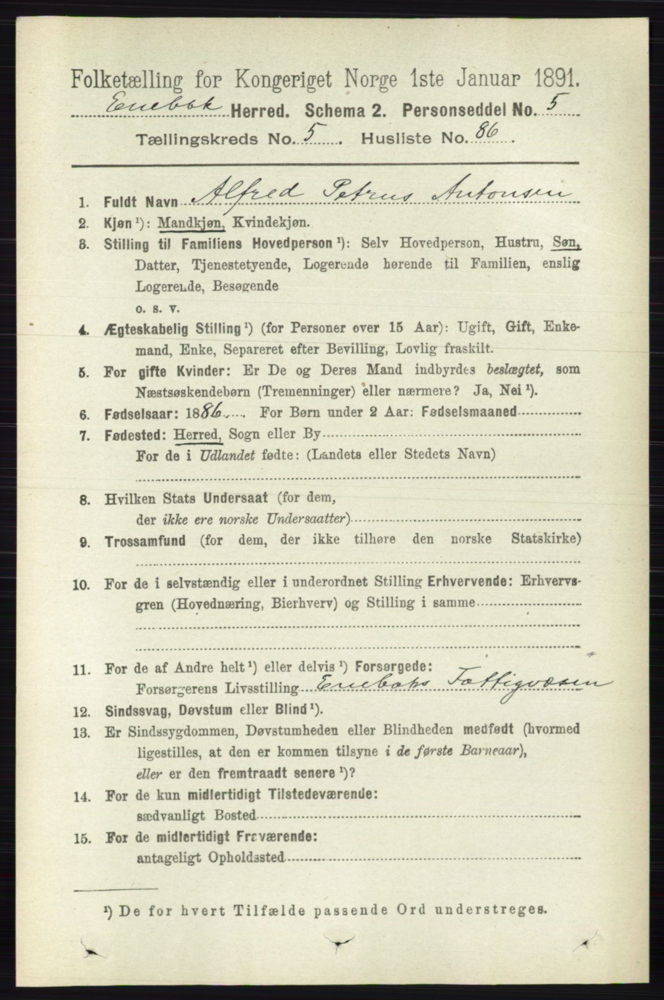 RA, 1891 census for 0229 Enebakk, 1891, p. 2517